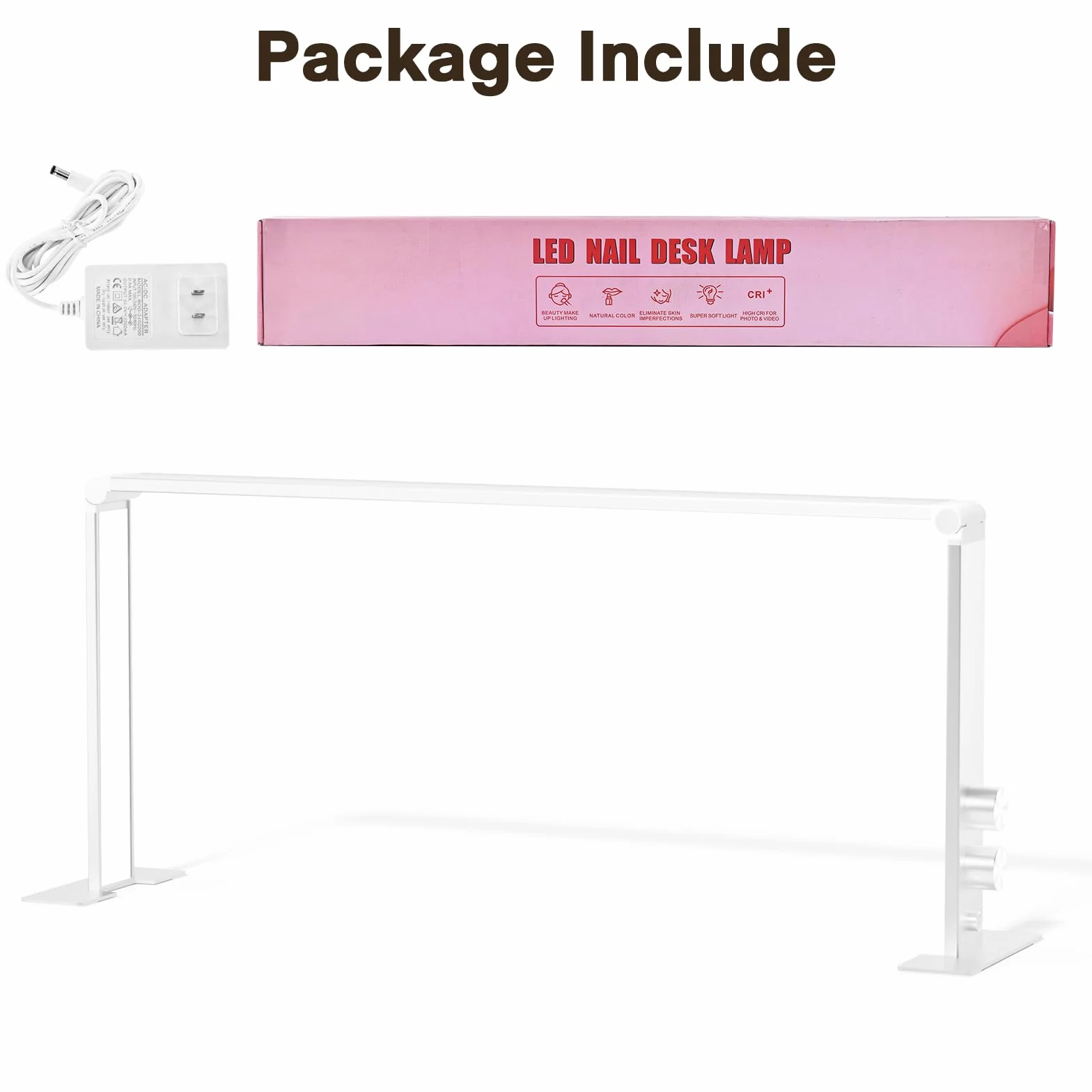 Lampa biurkowa do manicure, 36 W, półksiężycowa lampa do paznokci, 3 tryby 4000K-6000K, ściemnialna lampa biurkowa do manicure, przedłużanie rzęs, tatuaż, brwi (86 cm)