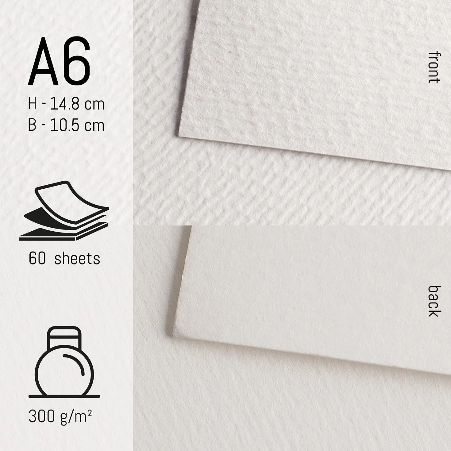 int!rend papier akwarelowy, 300 g, DIN A6, 60 arkuszy, biały, podkładka papierowa klejona, blok do akwareli, papier do akwareli, akryl, rysunek, malarstwo