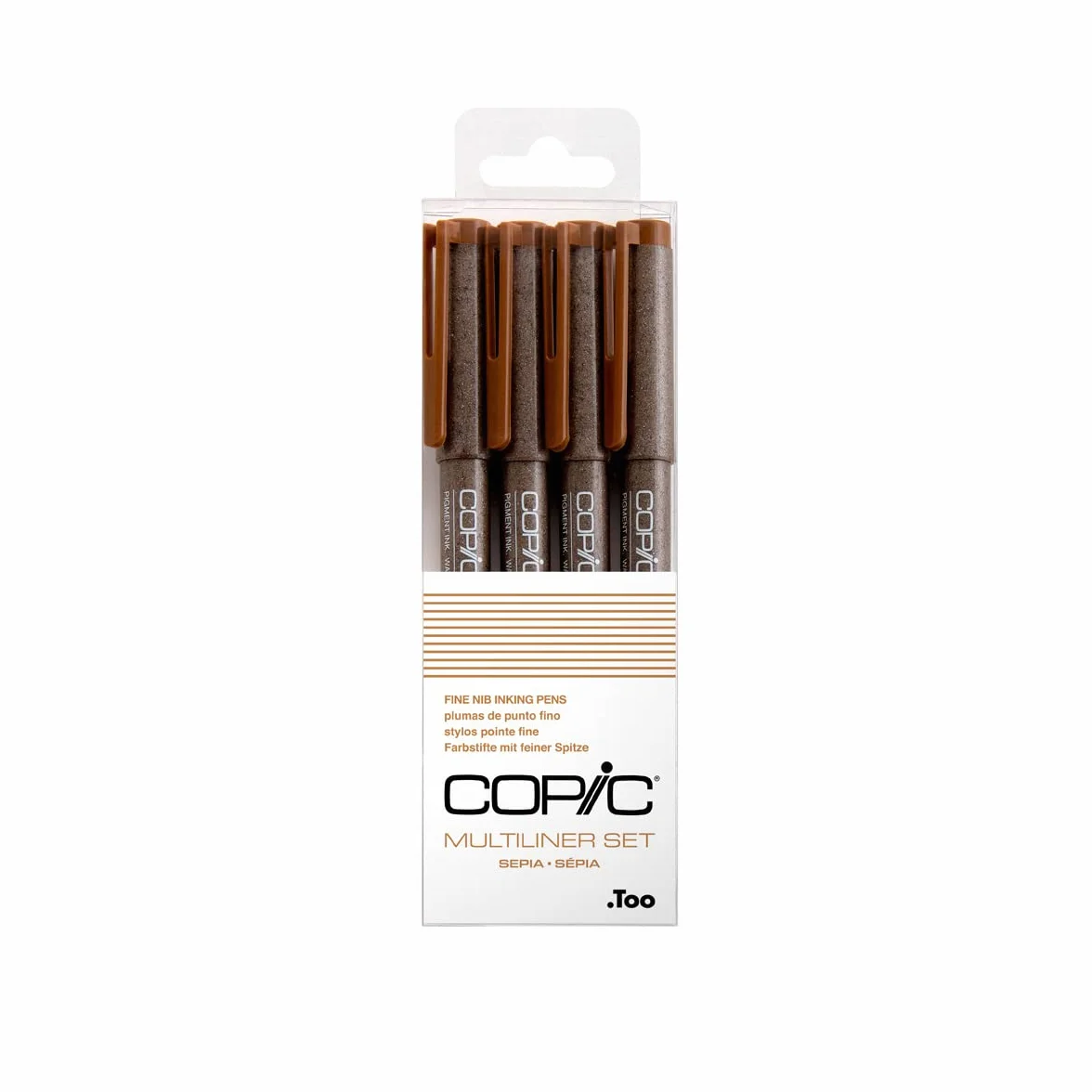 Copic Copic Multiliner Set Sepia, 4 pisaki o 4 różnych szerokościach linii, pisaki kreślarskie z tuszem pigmentowym odpornym na działanie wody i alkoholu, do szkiców, ilustracji i konturów