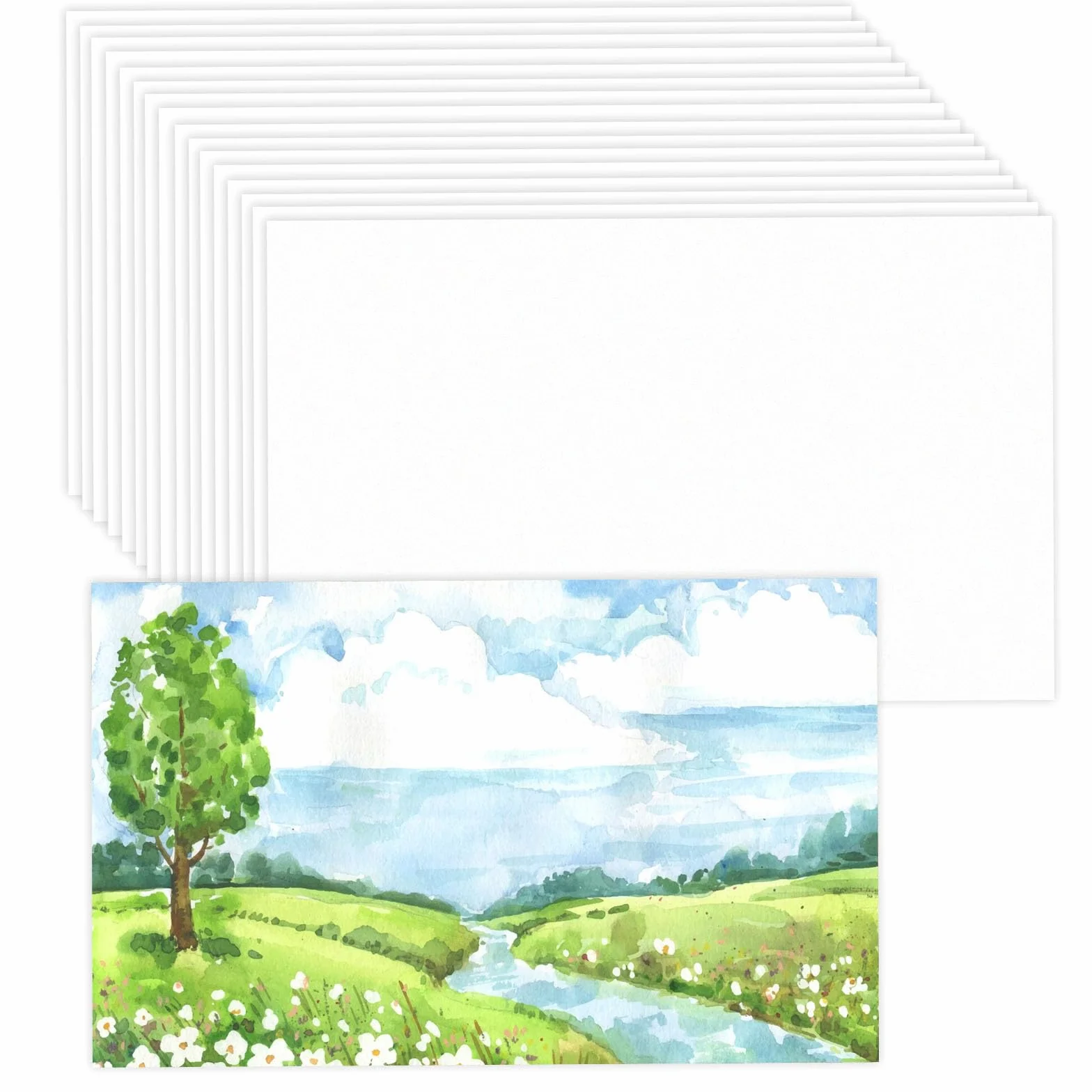 100 arkuszy papieru akwarelowego A6 300 g/m², puste kartki pocztowe papier akwarelowy biały blok papieru akwarelowego, 10,1 x 15,1 cm blok akwarelowy Watercolor Paper A6 karty akwarelowe do akwareli
