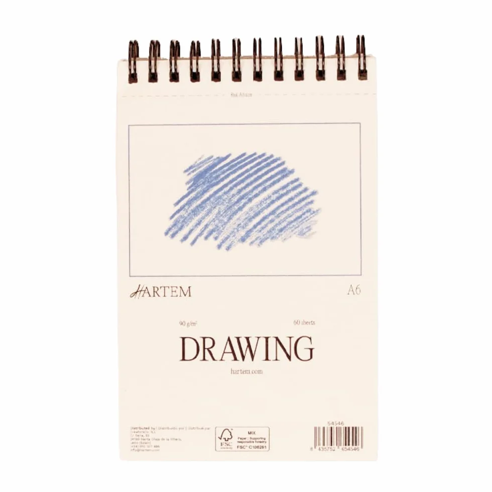 Hartem - Szkicownik A6 | Szkicownik oprawiony w spiralę | Gramatura 90 g/m² | Sketchbook dla artystów i profesjonalistów | Zrównoważony projekt