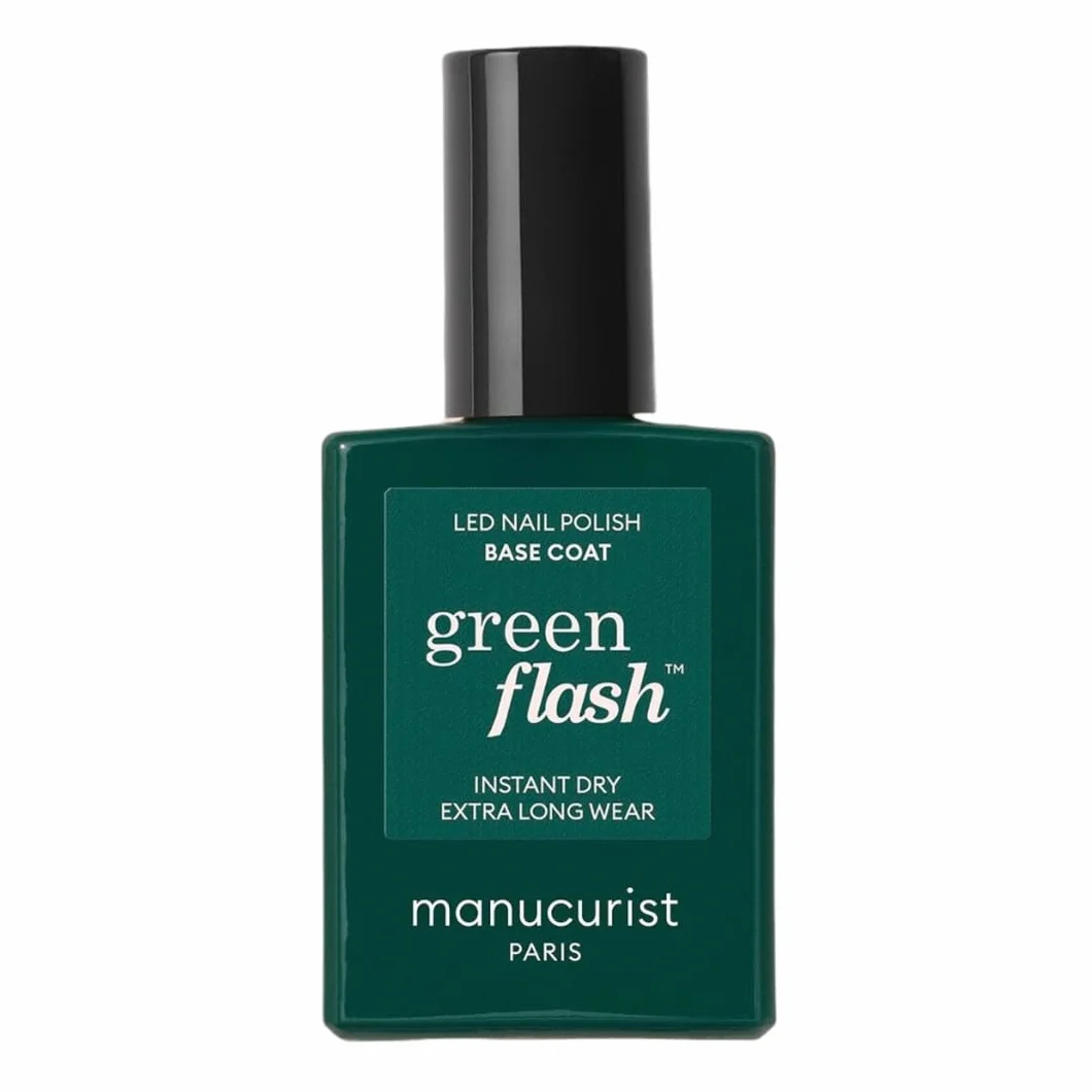 Manucurist Coat Base Green Flash - Półtrwała podstawa lakieru - 12-wolna - 84% składników biopochwowych - Wyprodukowano we Francji - Butelka 15 ml