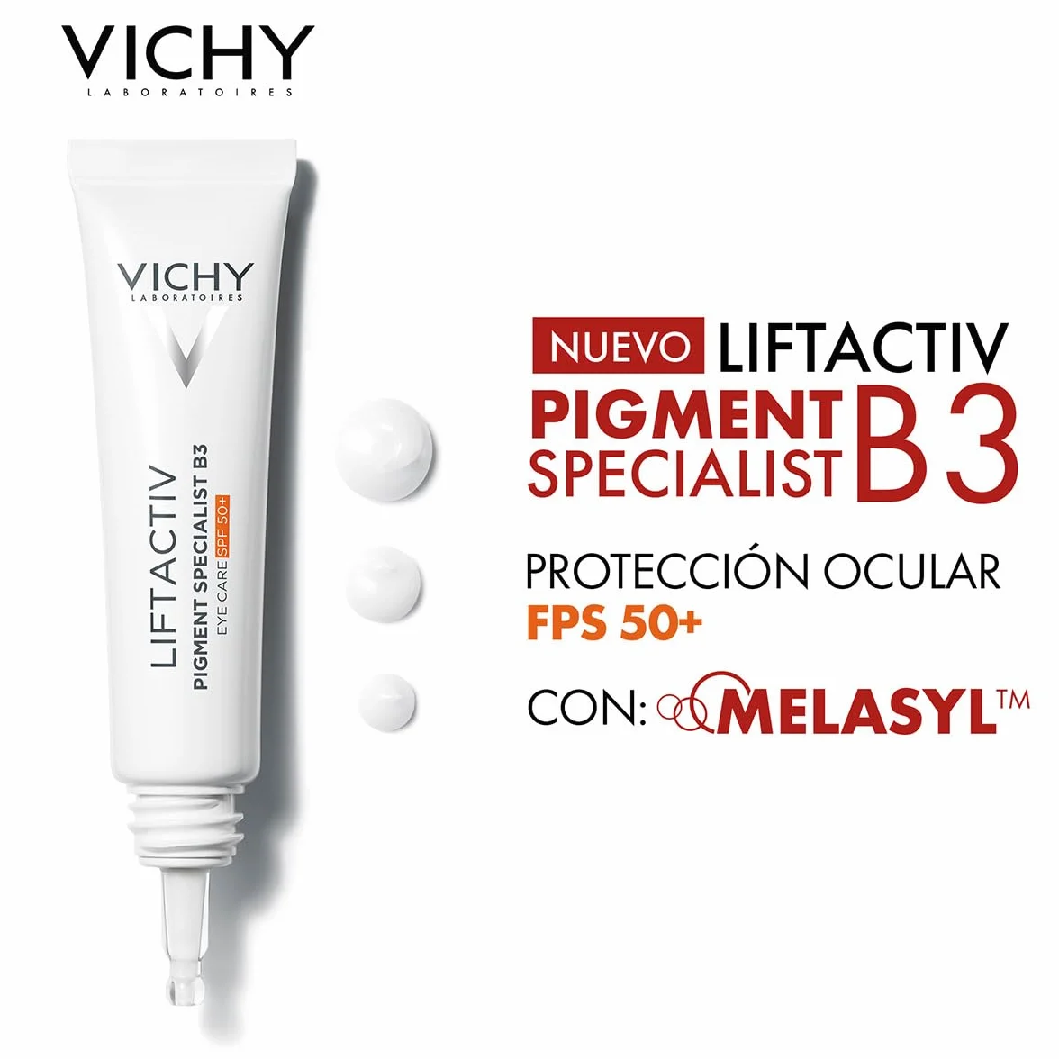 Vichy Liftactiv Pigment Specialist B3 LSF50+, krem pod oczy przeciw przebarwieniom z melasylem i niacynamidem, przeciwdziała cieniom pod oczami, dla bardziej równomiernego obszaru oczu, 15 ml