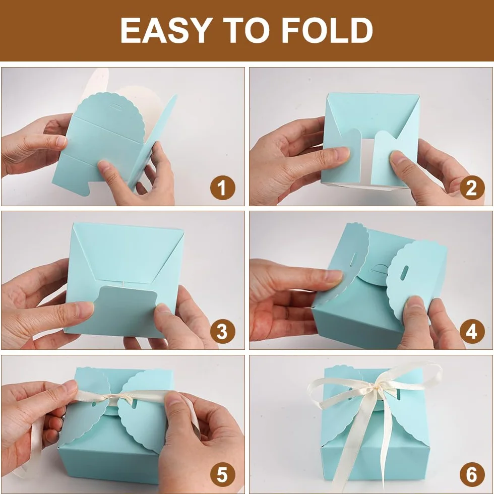 20 sztuk małych pudełek prezentowych, 9×9×5cm, pudełka prezentowe z pokrywkami i wstążkami, zestaw pudełek prezentowych, pudełka prezentowe z papierowymi wstążkami w pastelowych kolorach na święta