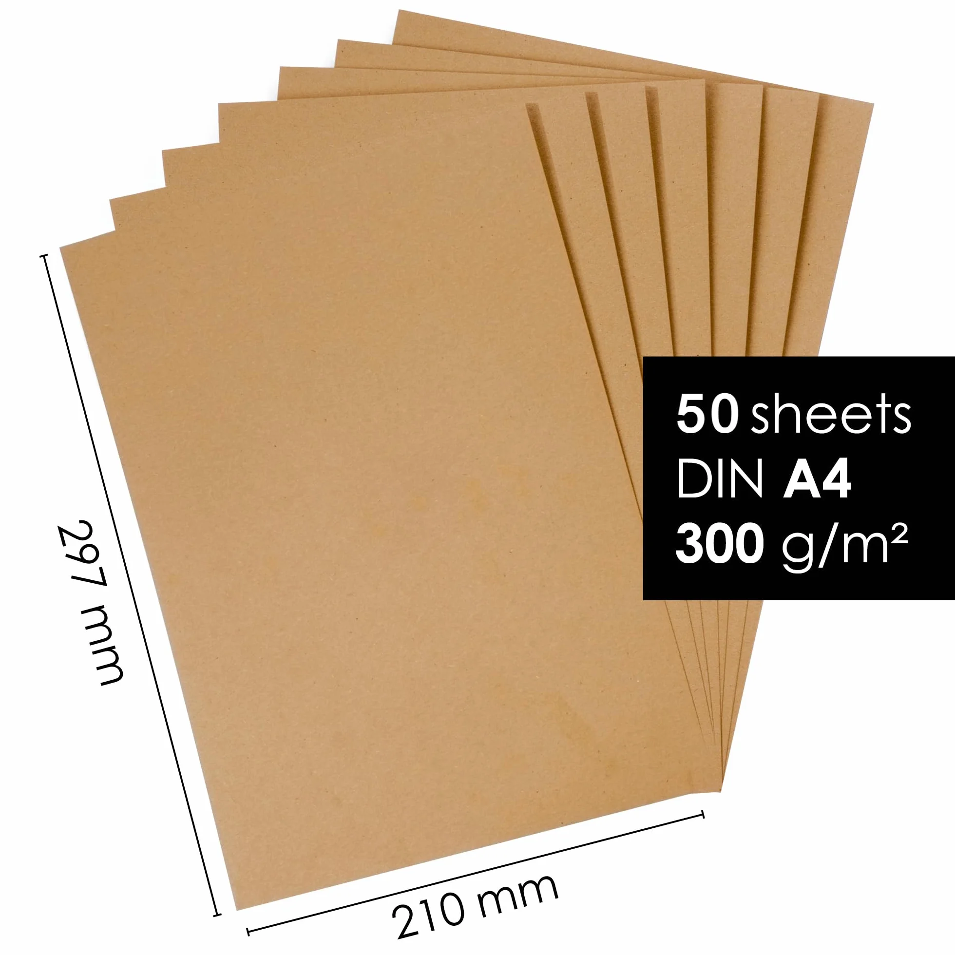 OfficeTree 50x Papier Kraft A4 300 g/m² - Brązowy - Grube, zadrukowywalne arkusze do drukarek atramentowych i laserowych, rękodzieła i scrapbookingu - Papier Rzemieślniczy A4 - Papier Kartonowy