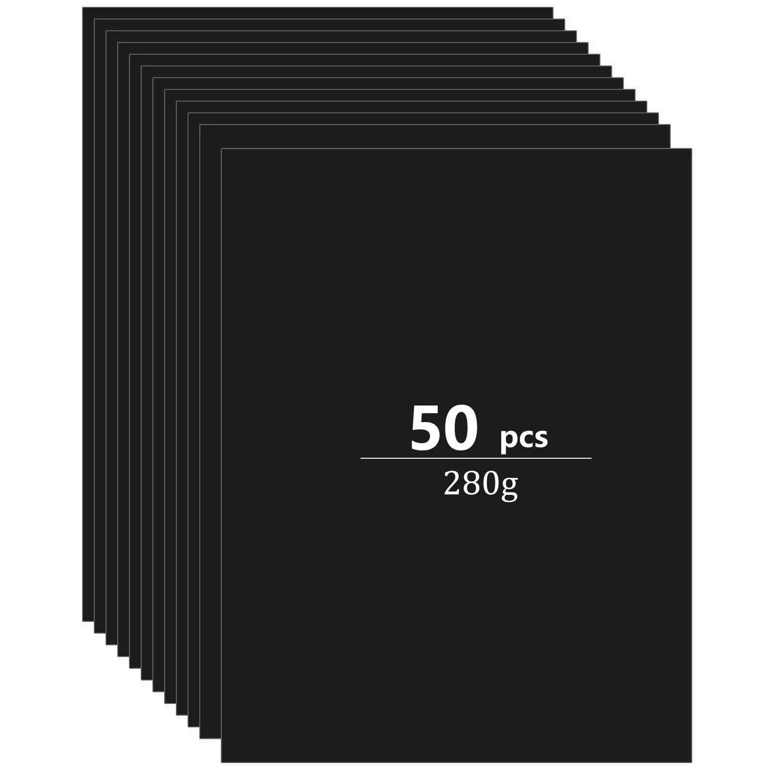 Atliberswo 50 arkuszy papieru kolorowego, czarny, 280 g/m², czarny papier A4, karton do majsterkowania, do pakowania prezentów, rzemiosła artystycznego, druków i kart fotograficznych, papieru