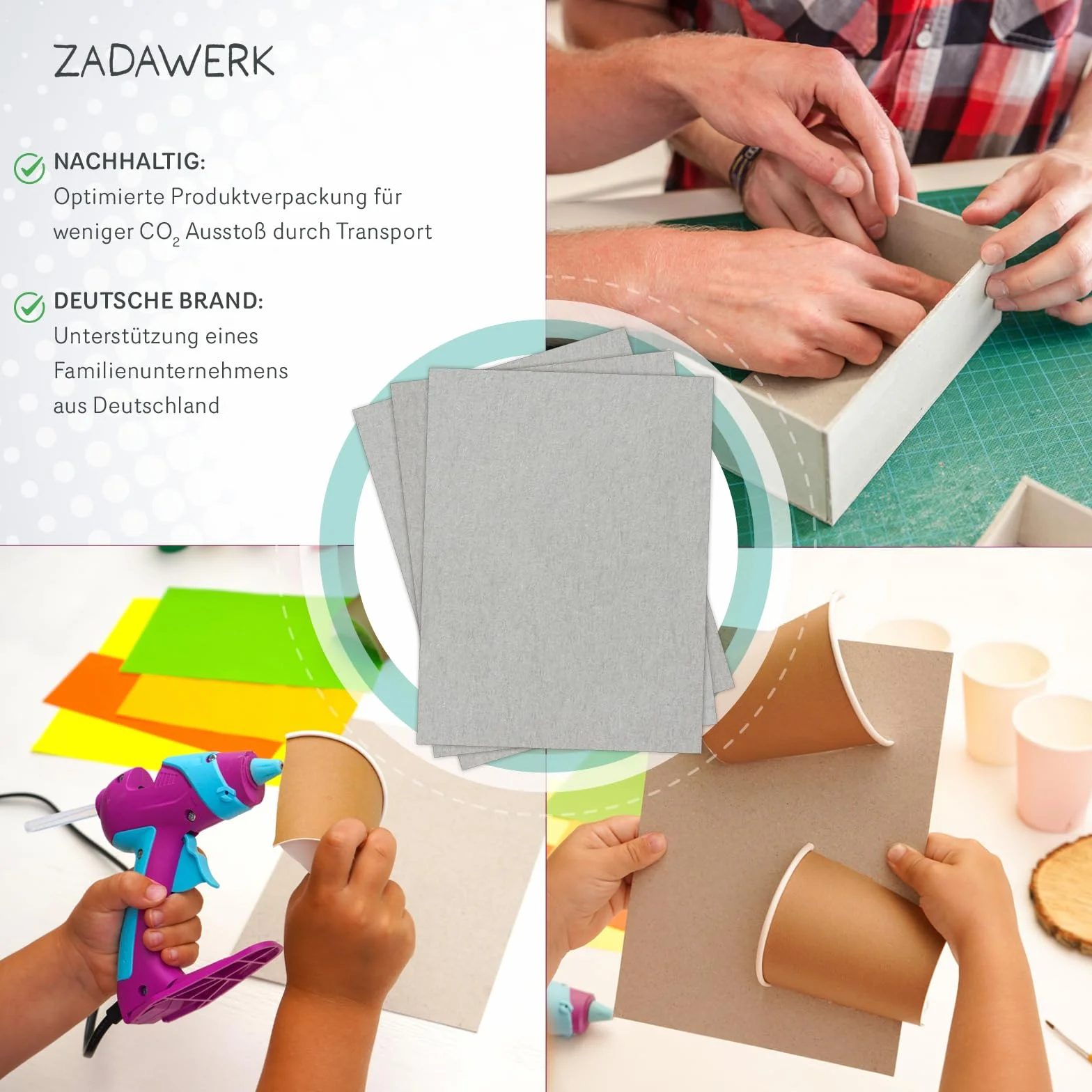 ZADAWERK Szary karton – 2 mm – 1230 g/m² – DIN A4 – tektura introligatorska szara – 10 sztuk grubości – karton do majsterkowania – tektura modelarska – karton wkładany – tektura archiwalna – karton na