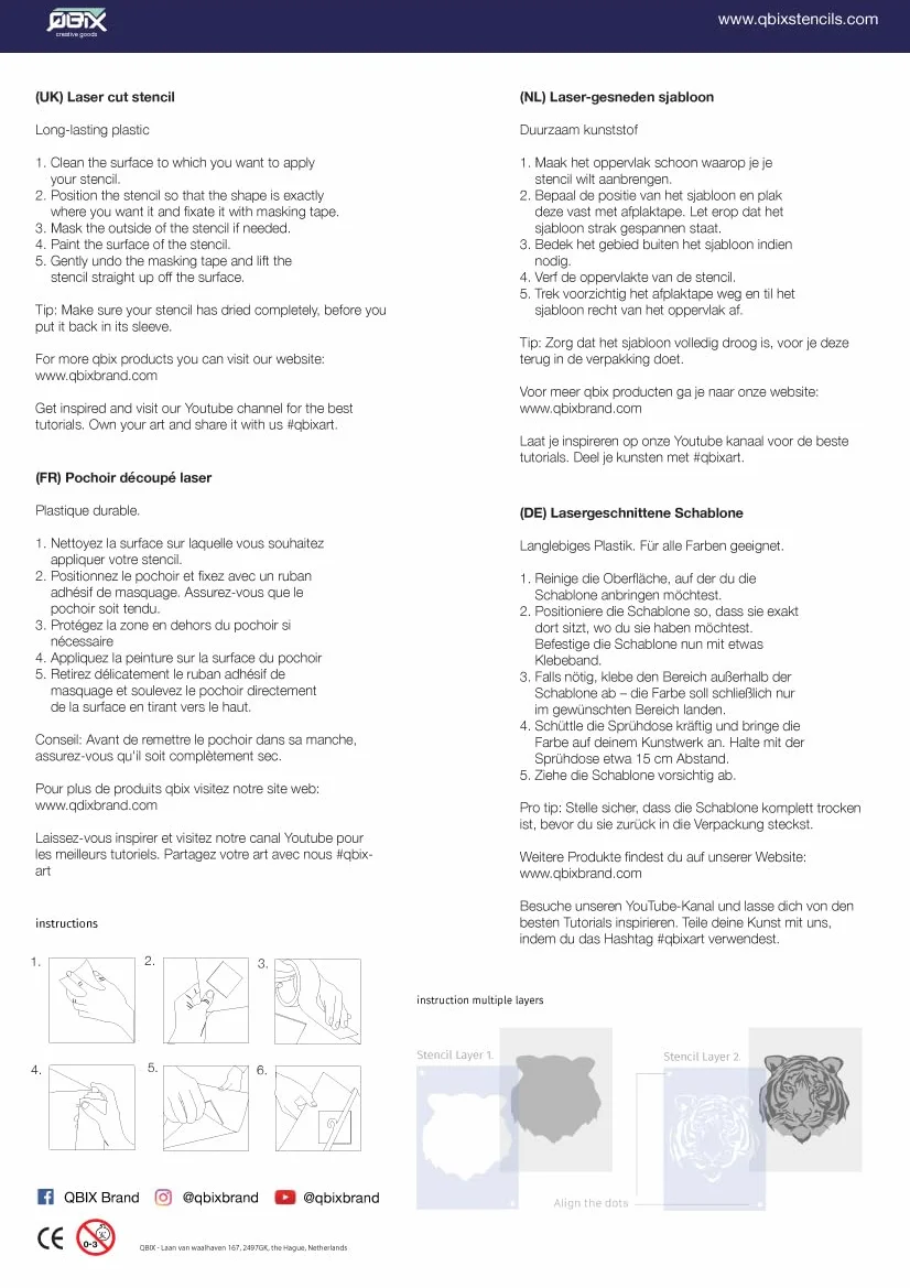 QBIX Szablony z mylaru, 5 przezroczystych arkuszy, rozmiar A3, arkusz artystyczny DIY, cięcie laserowe, kompatybilne z A3 29,7 x 42 cm