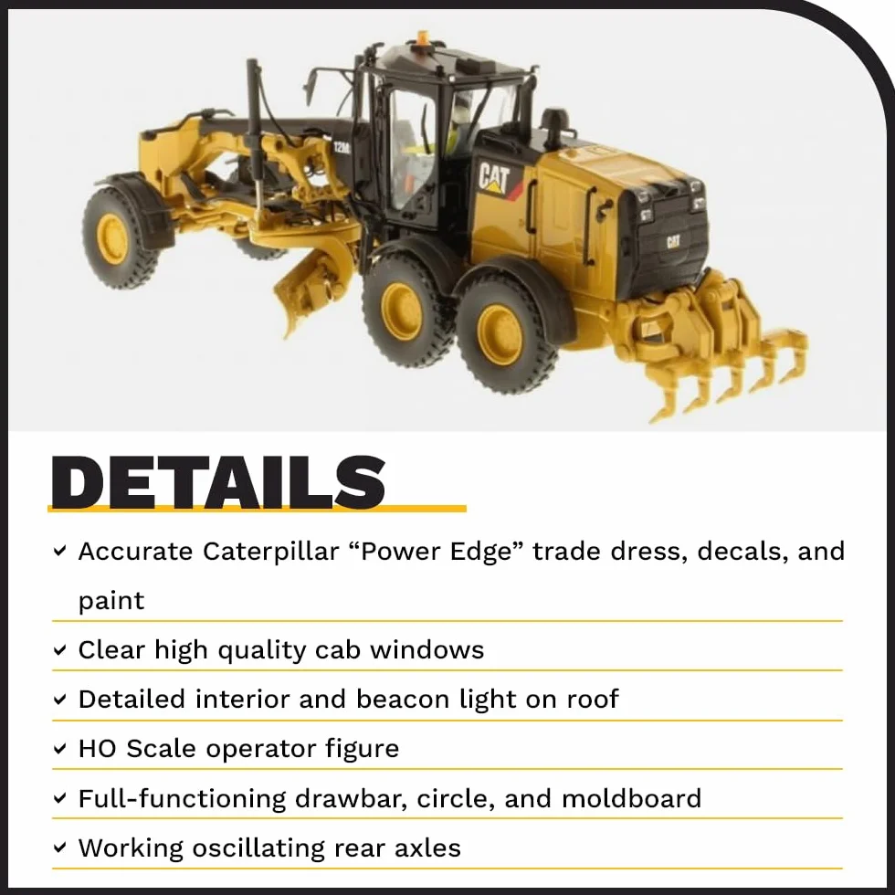 Die Cast Master 85520 - Równiarka silnikowa Caterpillar 12M3, skala 1:87, ok. 11,7 x 4,3 x 3,8 cm, 14 lat i starsi