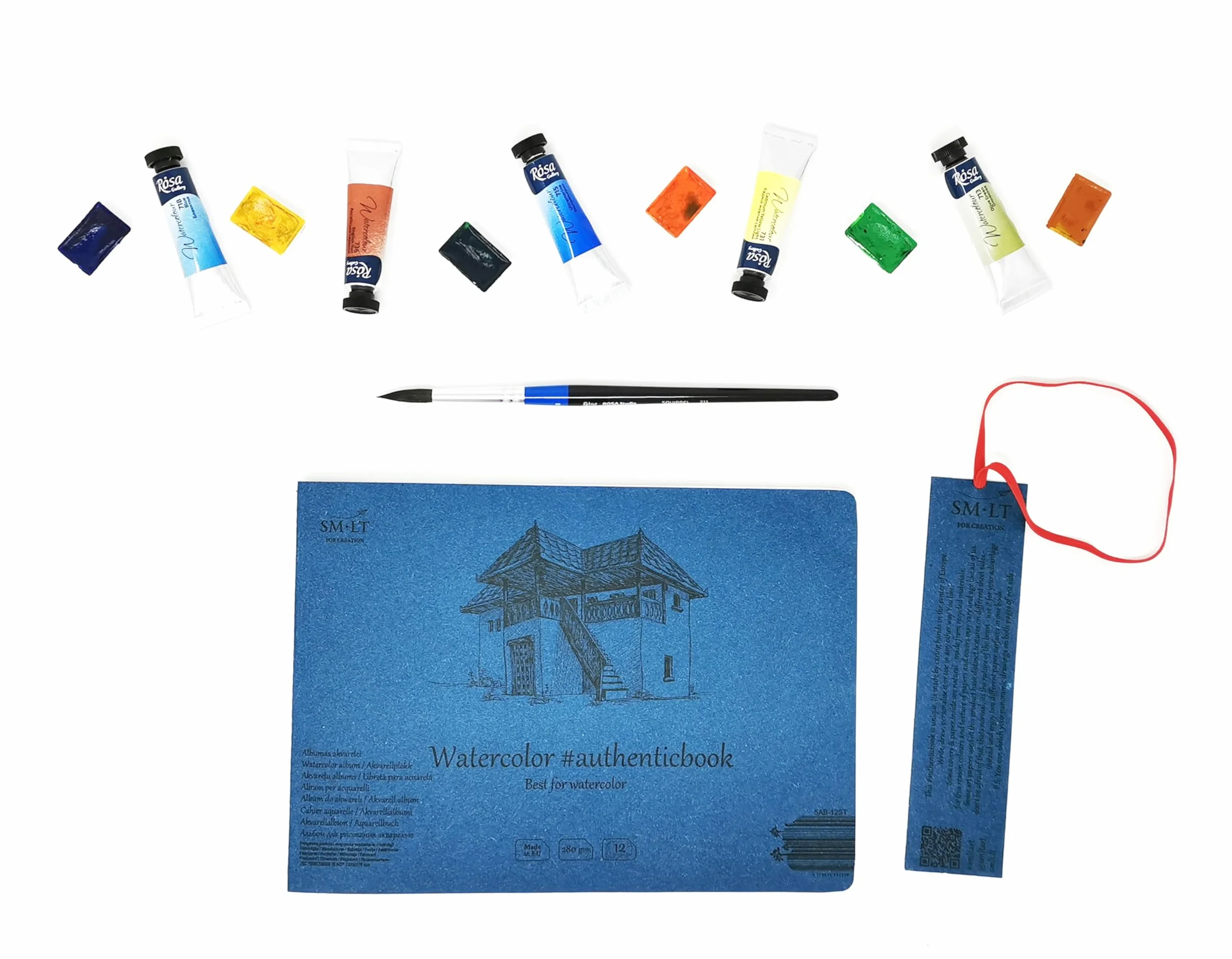 SMLT 5AB-12ST Authentic Line 245 x 176 mm zszyty blok akwarelowy Authenticbook, 280 g/m² biały papier akwarelowy, 12 arkuszy