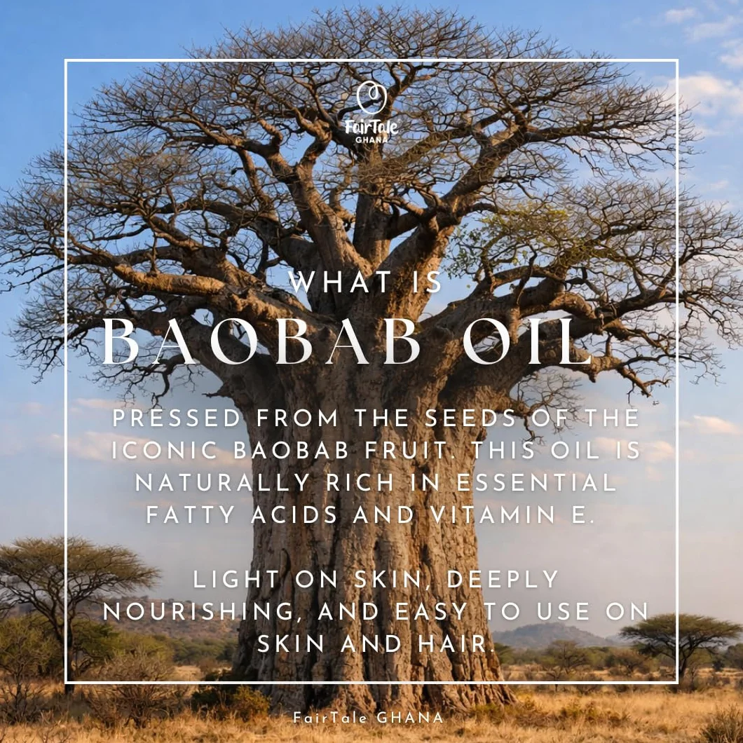 FairTale GHANA Raw African Shea Butter 16oz / 450g + Baobab Oil 1.69 fl oz / 50ml Set
