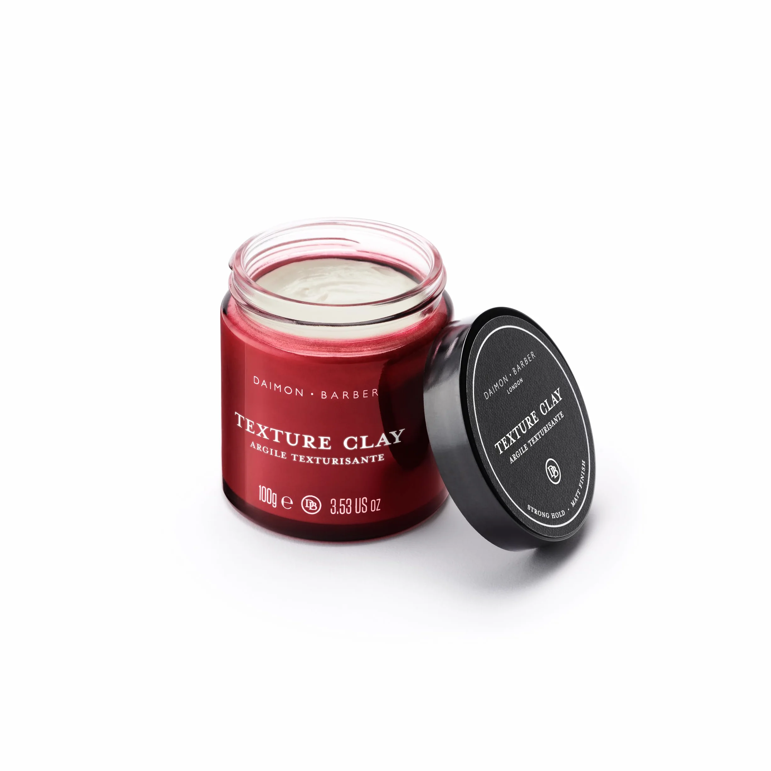 Daimon Barber Texture Clay, Matowe Wykończenie, Silne Utrzymanie, Glina do Stylizacji Włosów dla Mężczyzn, Do Krótkich Fryzur lub Dłuższych Naturalnych Stylów, Długotrwała i Łatwa do Wypłukania 100g