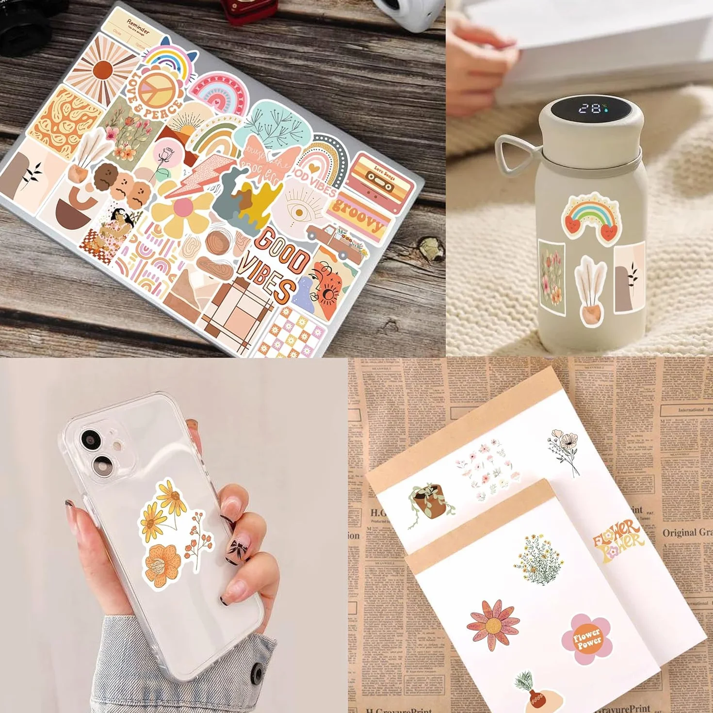 Naklejki boho 100 sztuk na laptop, telefon, podkładkę, walizkę, gitarę, scrapbooking