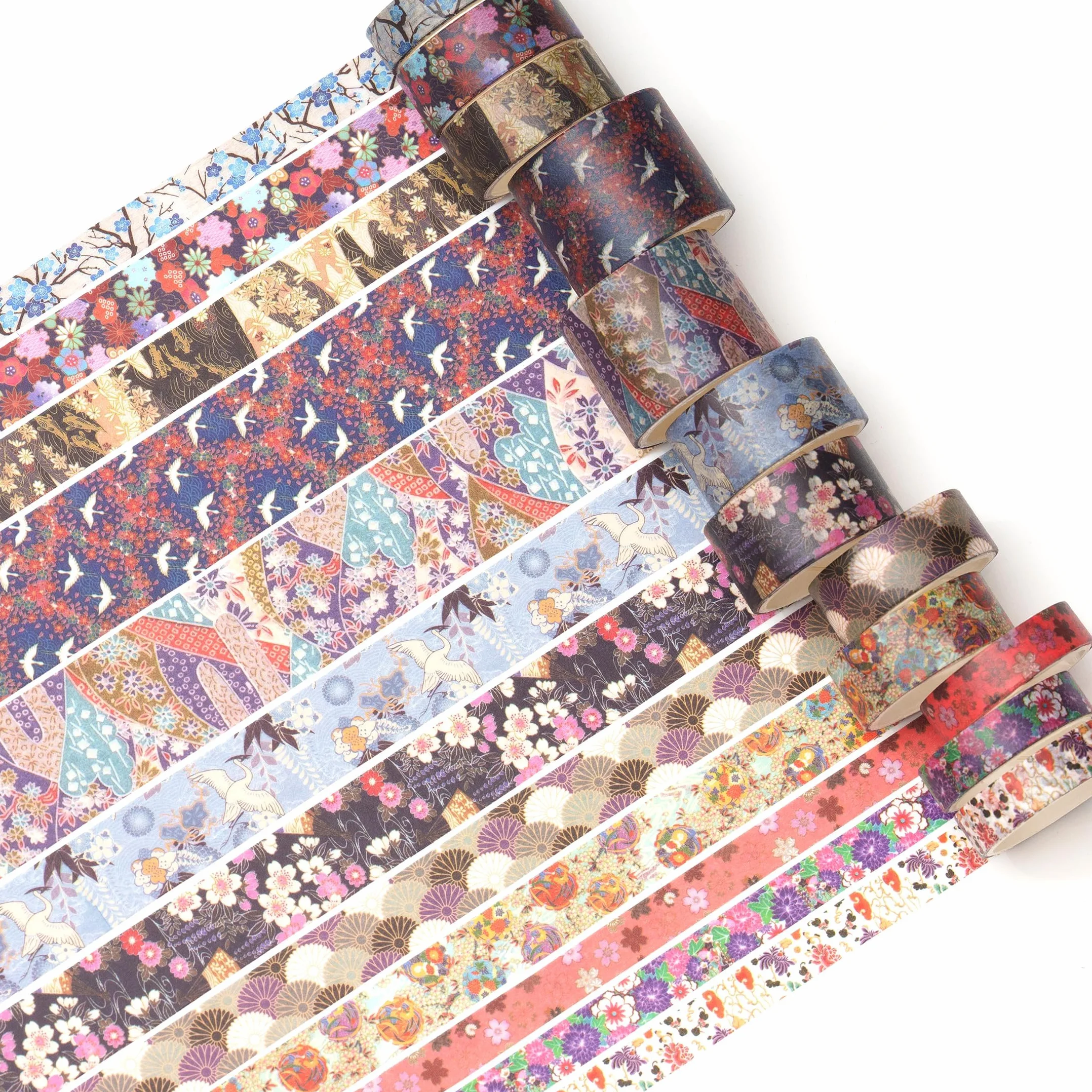 KAVI' S 12 rolek zestaw taśm dekoracyjnych Kyoto Charme Washi Tape, papierowe taśmy maskujące, wielokolorowe, do scrapbookingu, rzemiosła (Purple Sakura)