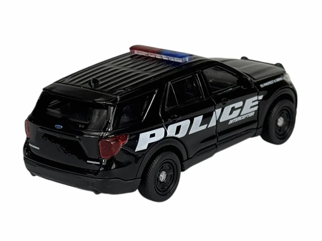 Welly model samochodu, kompatybilny z Ford Explorer Policja 2023, czarny, ok. 1/34-1/39, metalowy model samochodu, odlew w skrzynce
