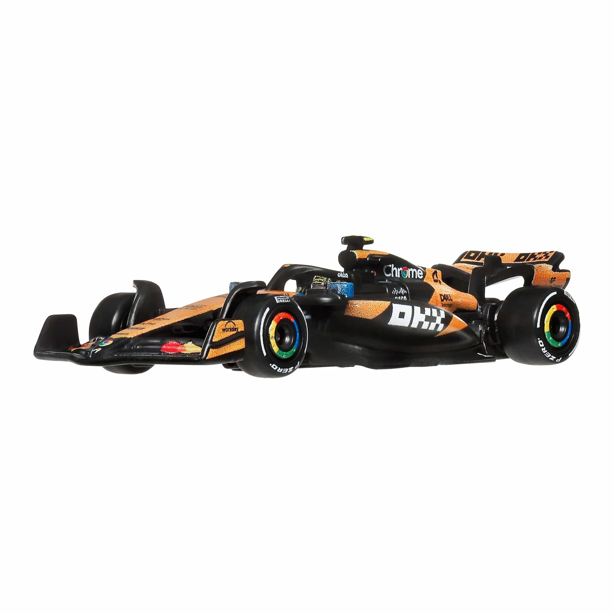 Hot Wheels Premium Formuła 1 Samochodzik Bolid F1 McLaren – Lando Norris #4, samochód wyścigowy w skali 1:64, opony Real Riders i metalowa konstrukcja, auto dla dorosłych kolekcjonerów, JKD88