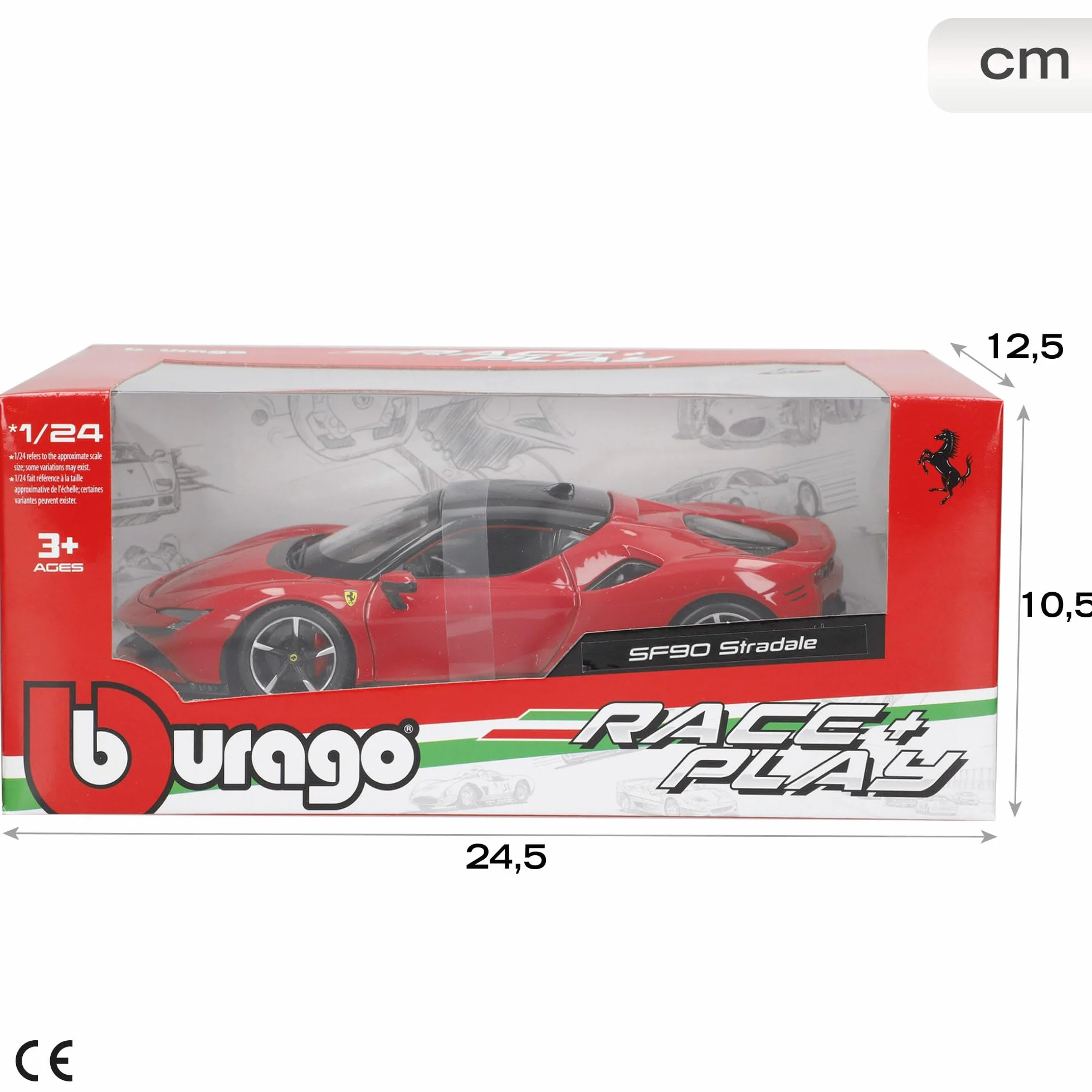 18-26028 Bburago Ferrari R&P - SF90 Stradale - skala 1:24 - kolor czerwony - model metalowy