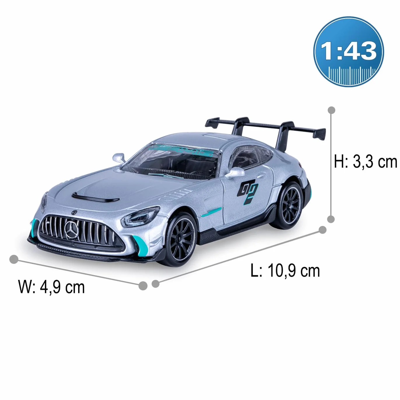 JAMARA 402233 Mercedes-AMG GT2 DieCast 1:43 - model samochodu, model miniaturowych pojazdów, pomysł na prezent dla chłopców i dziewcząt, wytrzymała i stabilna metalowa obudowa