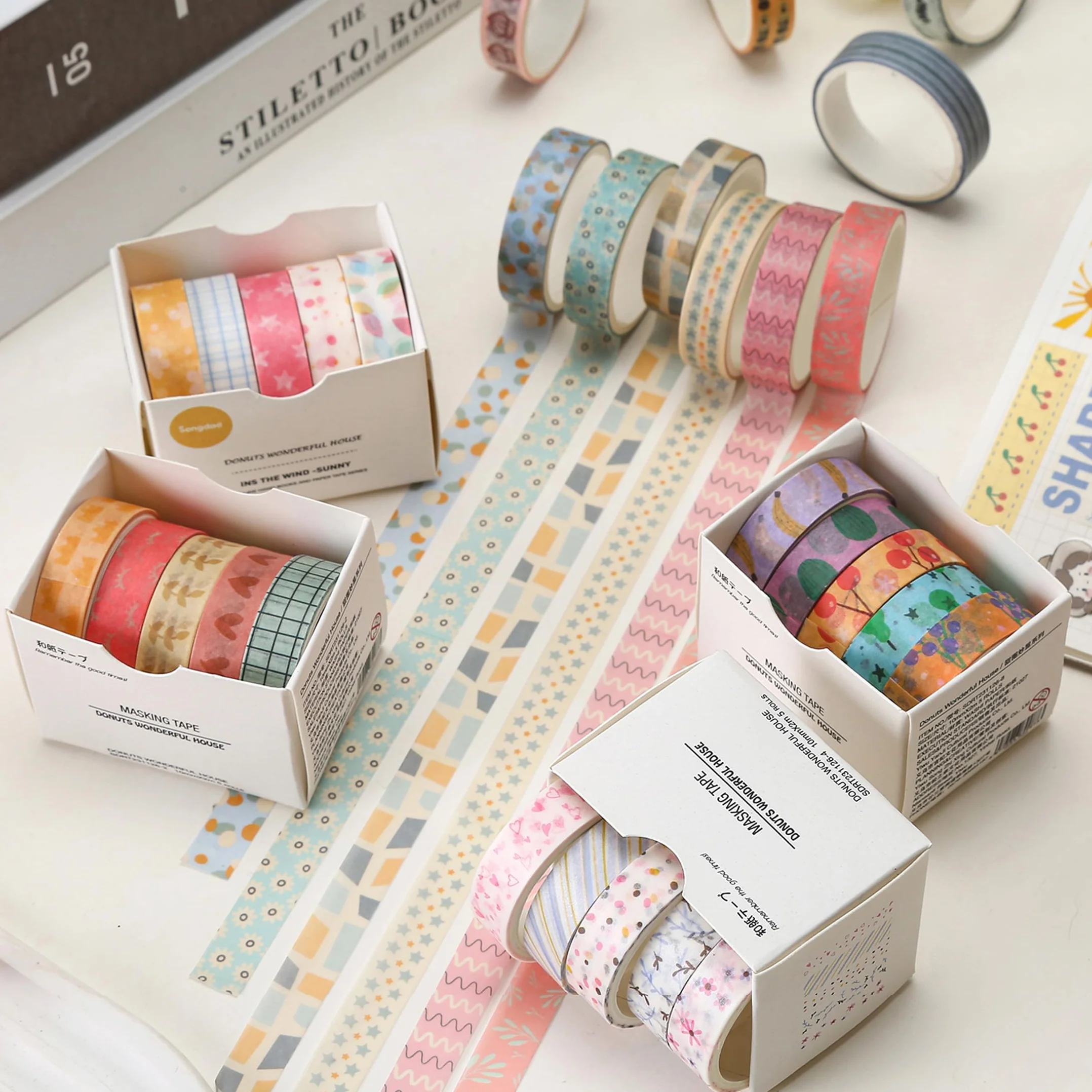 Zestaw 30 rolek taśm Washi, kreatywnych, cienkich, dekoracyjnych taśm do sztuki, rzemiosła DIY, bullet journals, planera, scrapbookingu, opakowania (kawaii One)