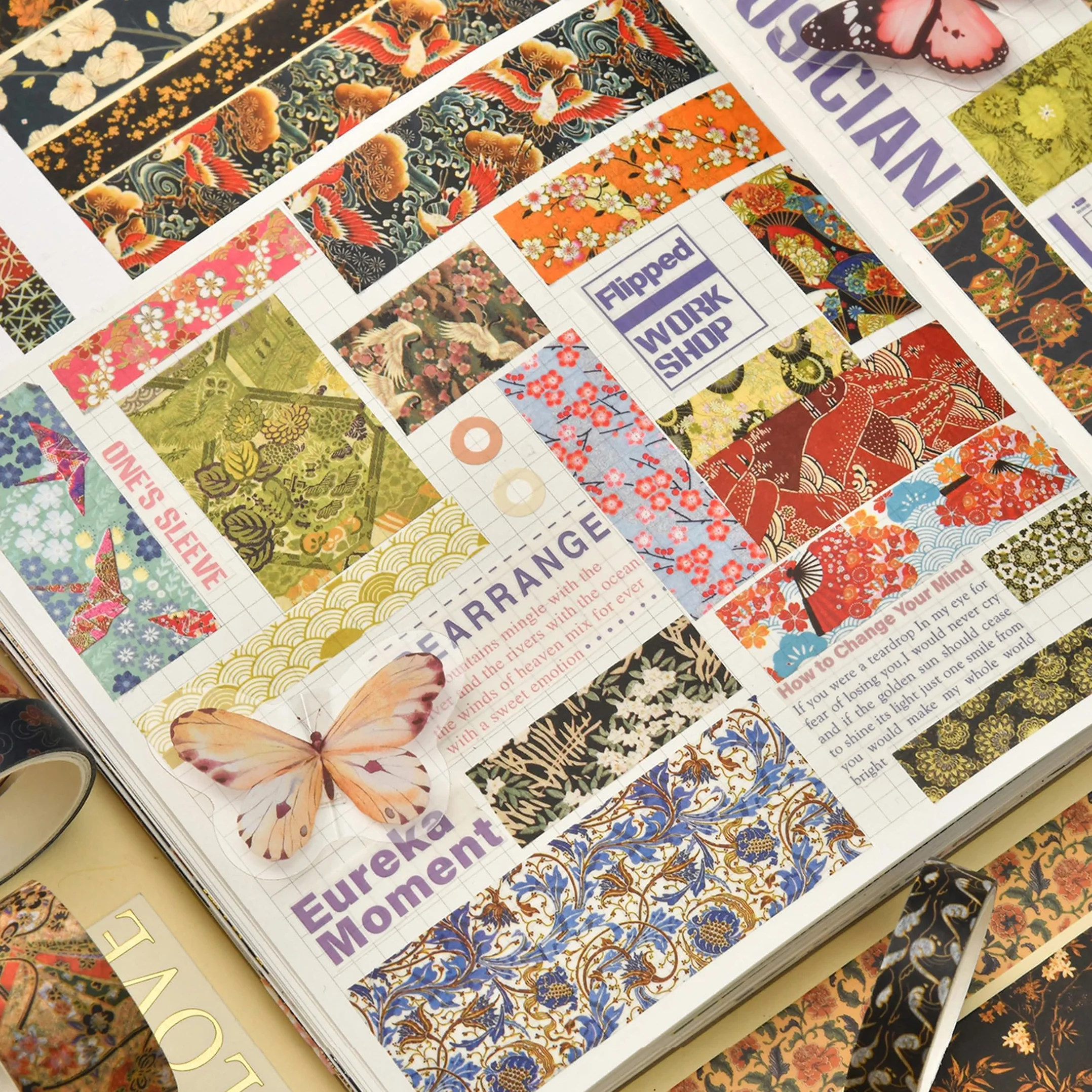 KAVI' S 12 rolek zestaw taśm dekoracyjnych Kyoto Charme Washi Tape, papierowe taśmy maskujące, wielokolorowe, do scrapbookingu, rzemiosła (Purple Sakura)