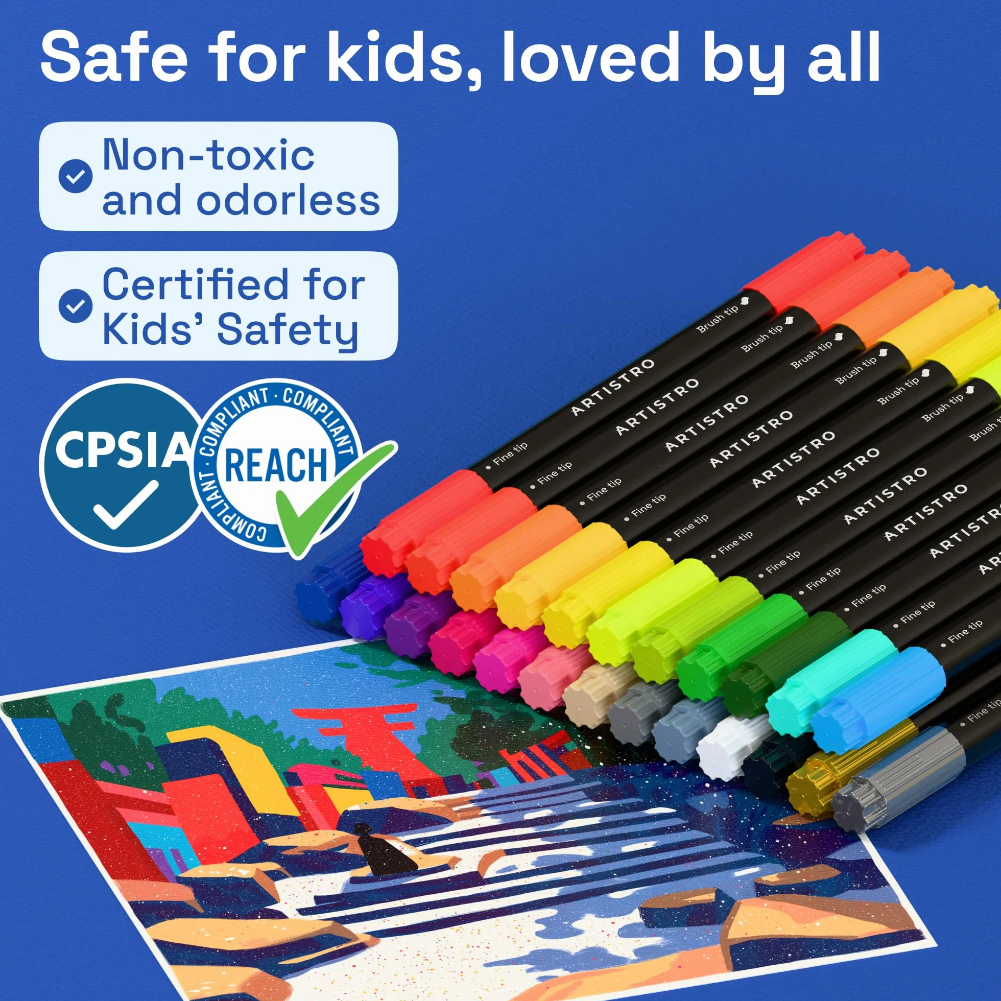 24 pack acrylic Dual Tip Paint Pens Brush + Fine Tips