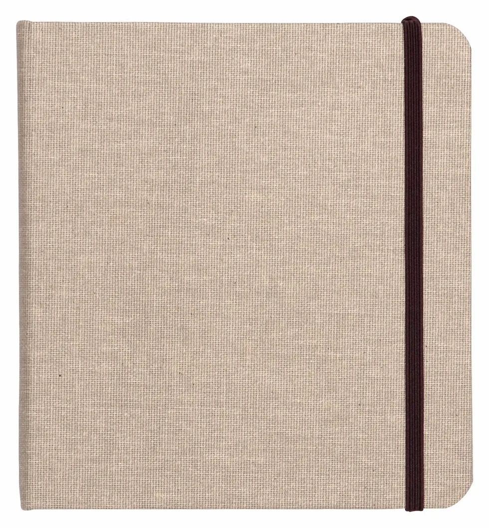Clairefontaine 96109C album podróżny Goldline 64 strony biały papier rysunkowy 20x20 cm 180g, płócienna okładka i elastyczne zamknięcie nadaje się do wielu technik, praktyczny i wytrzymały, beżowy