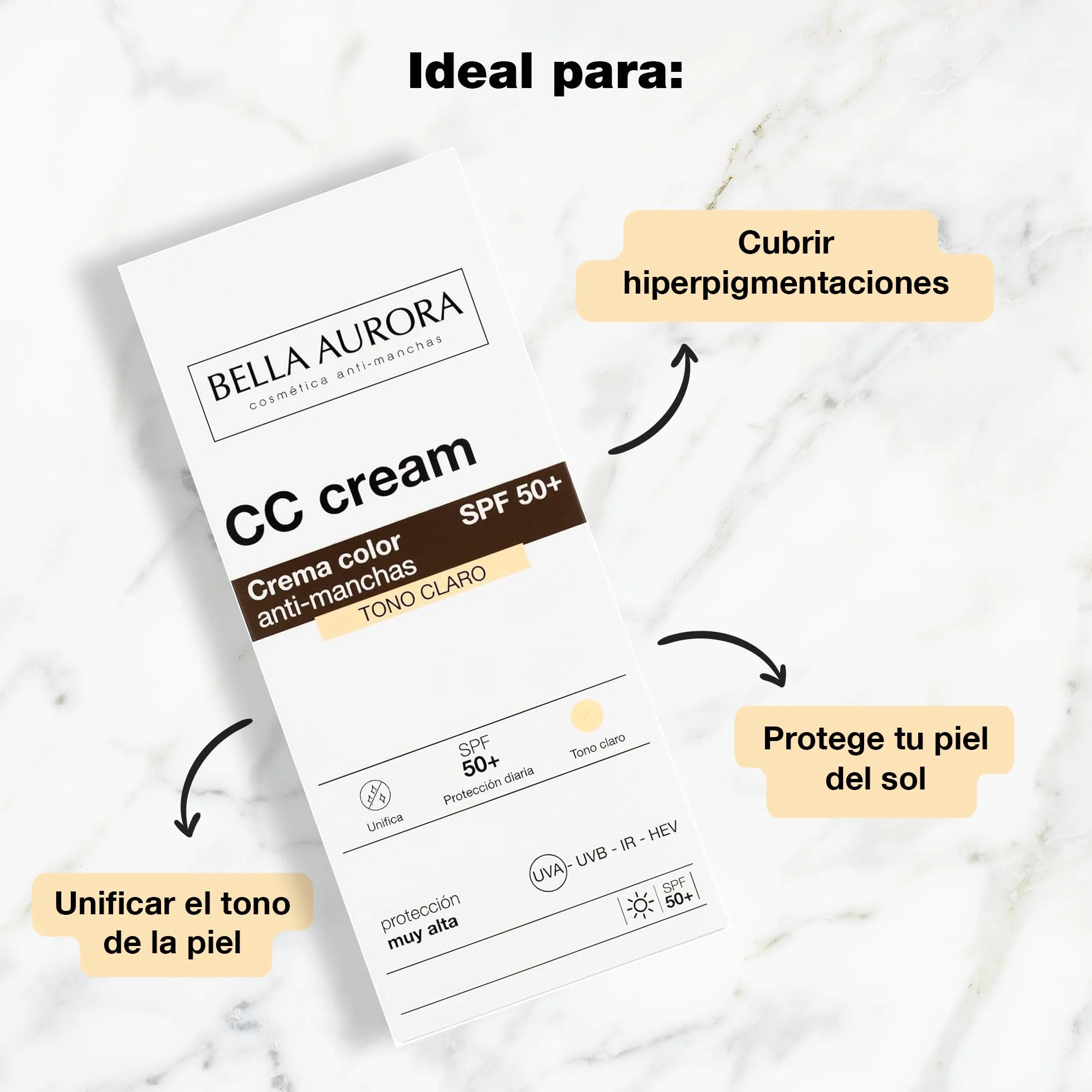 Bella Aurora, Cc Cream Anti-Manchas Tono Claro Spf50+ 30 Ml, Krem Do Twarzy, Wielobarwny, U, Kobieta