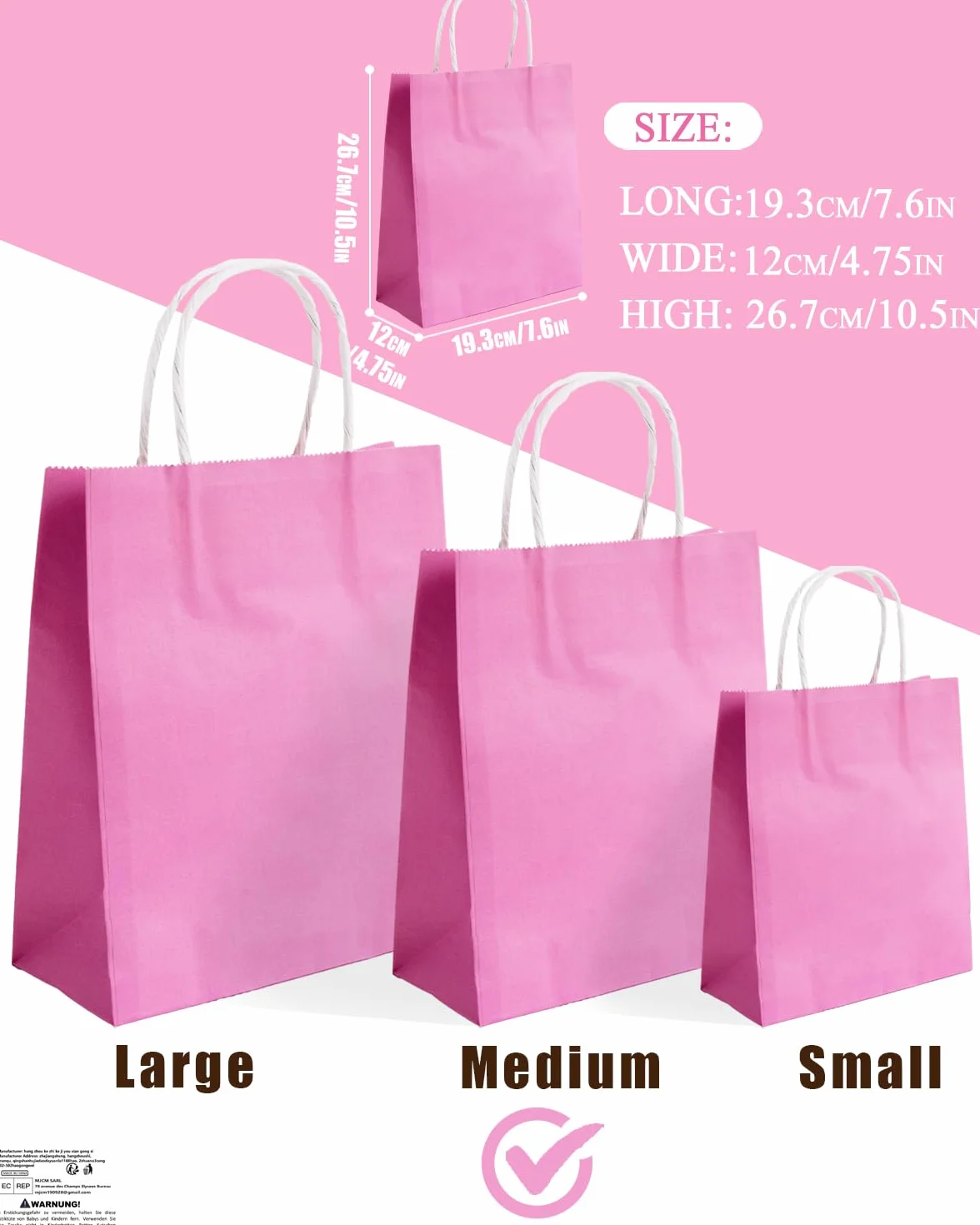 Gcardist 24 szt. średnie torebki prezentowe 20 x 12 x 27 cm z uchwytami, 24 różne torebki dla seniorów, różne kolory (8 x 12 x 11 cali, średni rozmiar)