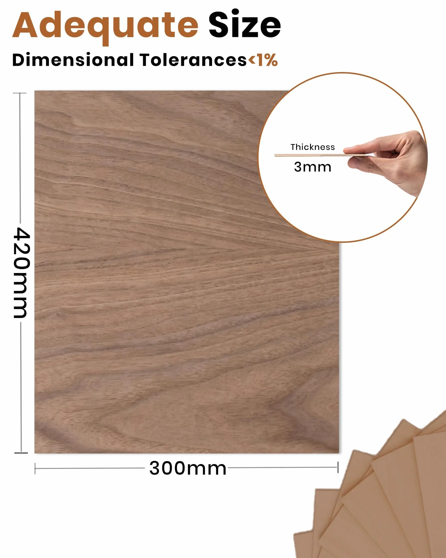 ROWOOD Arkusze sklejki orzechowej, 6 szt., 420 x 300 x 3 mm, materiały do grawerowania laserowego A3, płyta ze sklejki, do modelarstwa, DIY, drewniane rękodzieło, idealne do laserowego cięcia drewna,