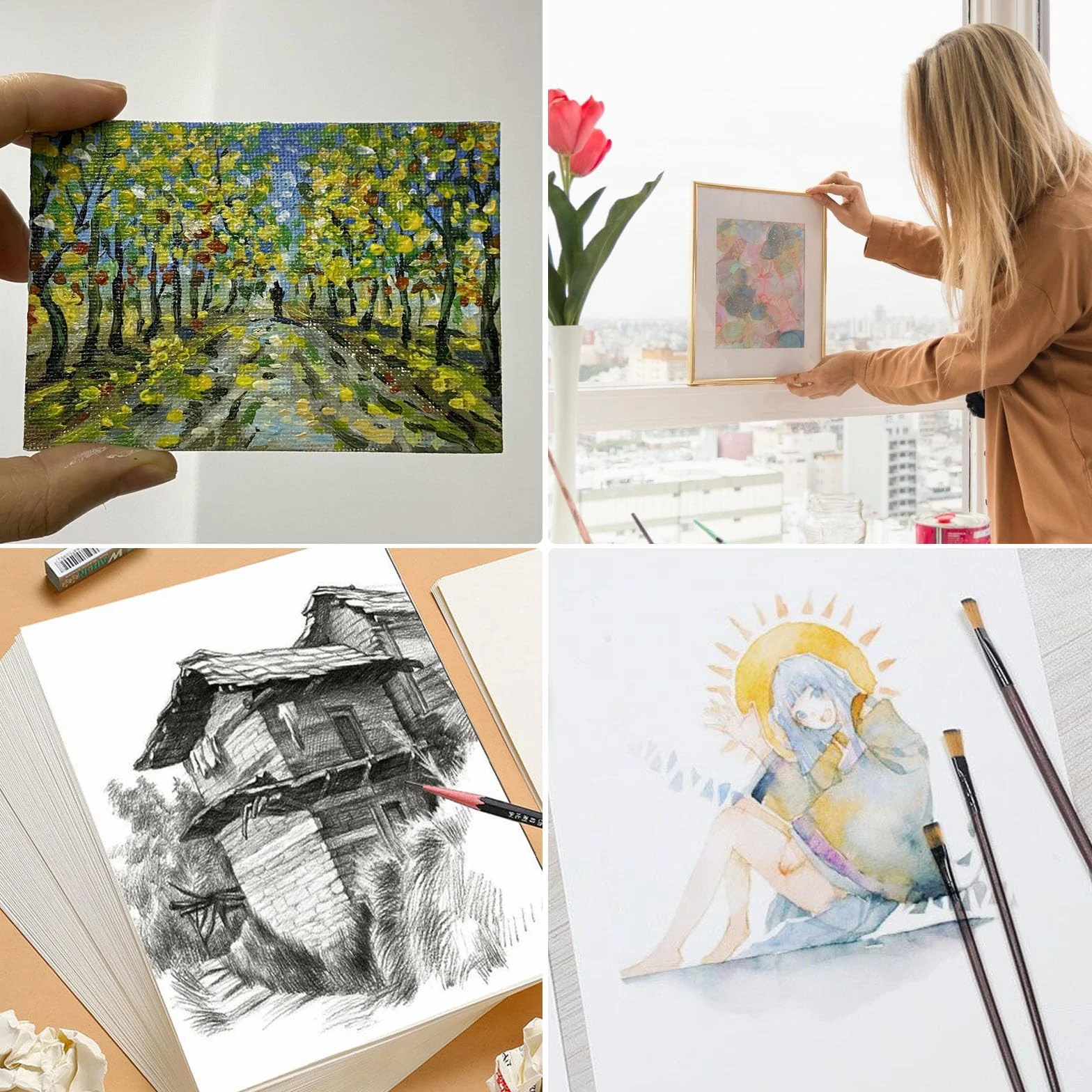 100 arkuszy papieru akwarelowego A6 300 g/m², puste kartki pocztowe papier akwarelowy biały blok papieru akwarelowego, 10,1 x 15,1 cm blok akwarelowy Watercolor Paper A6 karty akwarelowe do akwareli