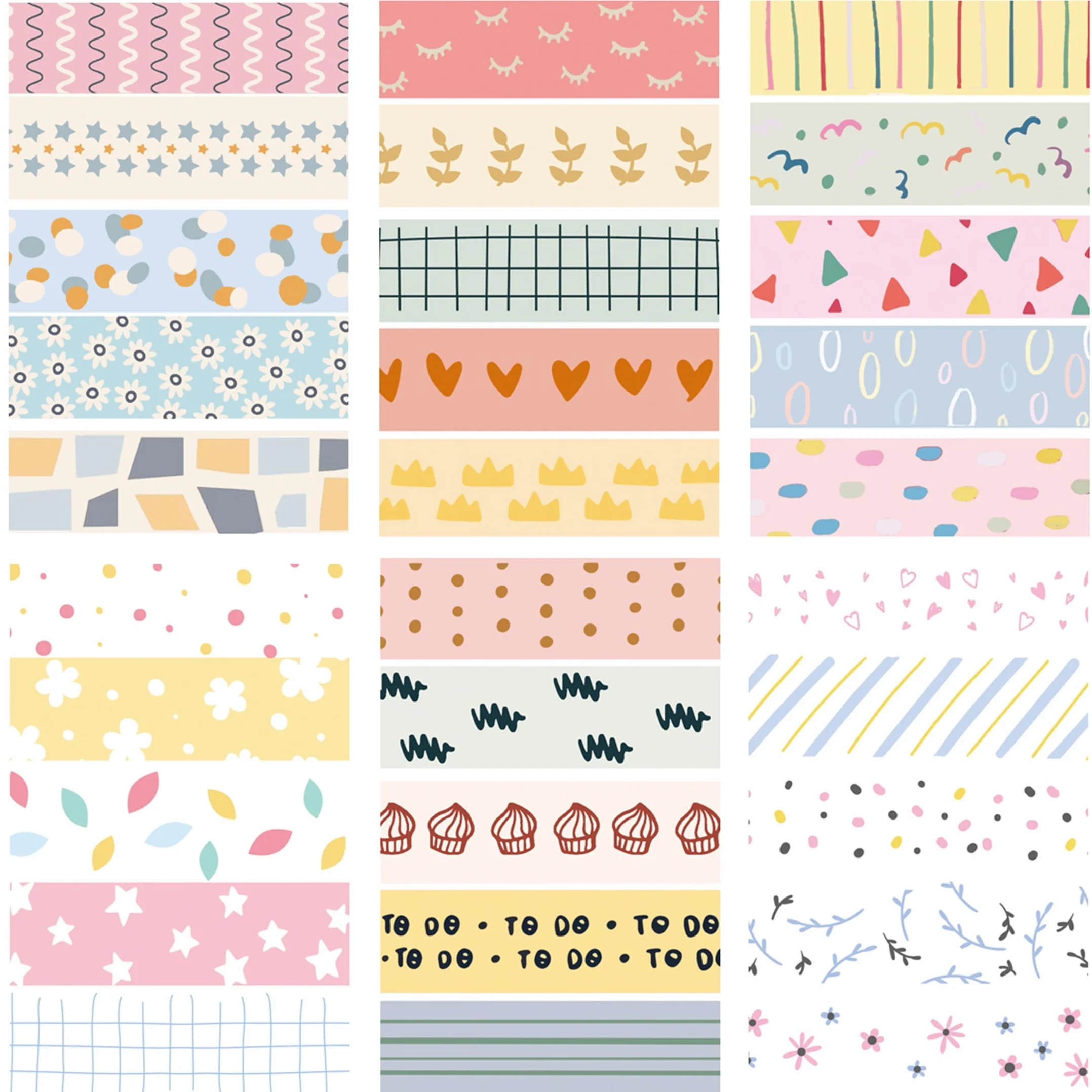 Zestaw 30 rolek taśm Washi, kreatywnych, cienkich, dekoracyjnych taśm do sztuki, rzemiosła DIY, bullet journals, planera, scrapbookingu, opakowania (kawaii One)