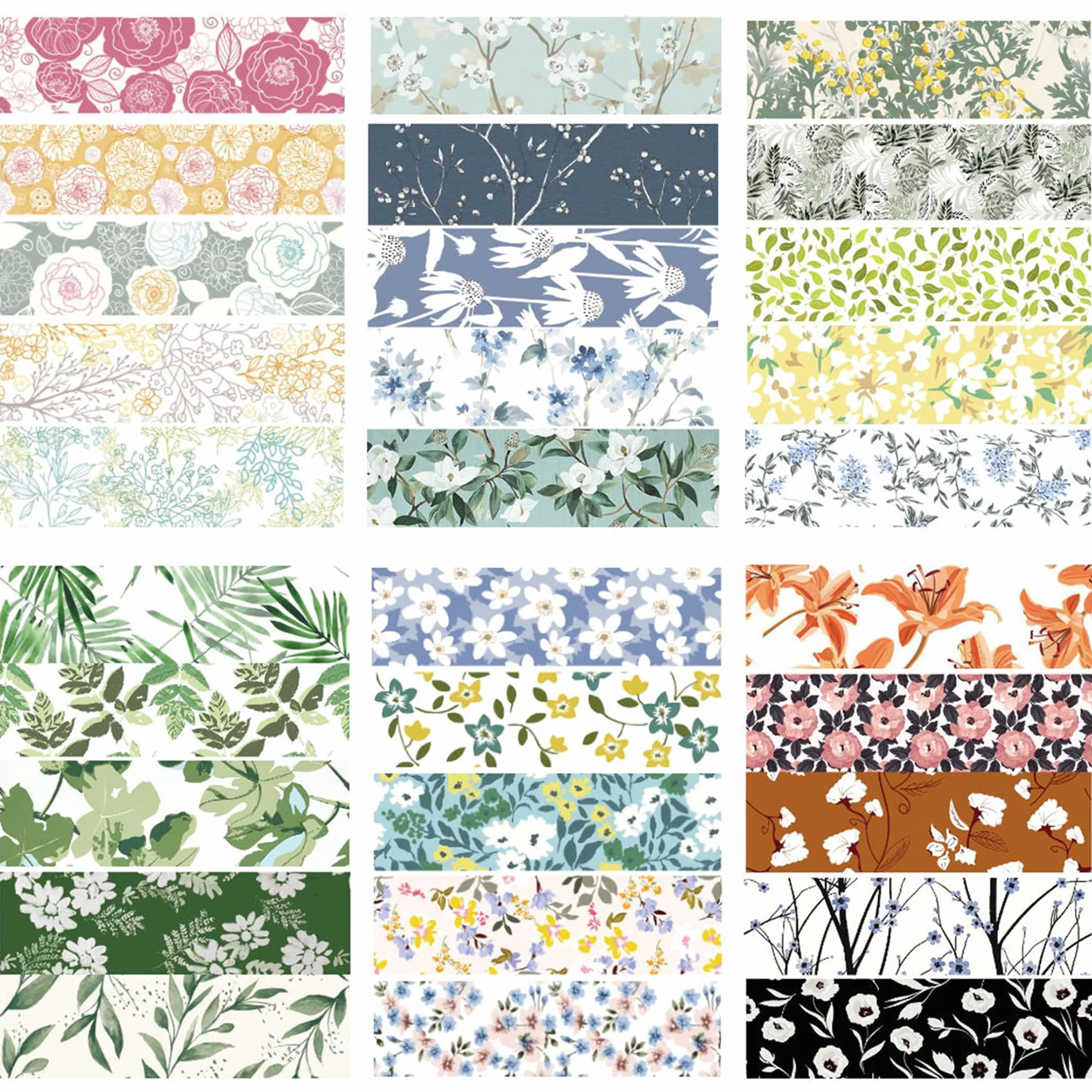 Kwiaty Washi Tape zestaw 30 rolek wzorów kwiatowych, dekoracyjne, wąskie, maskujące taśmy do sztuki, rękodzieła, dzienników, planerów, scrapbookingu, owijania (Greens Thrive)