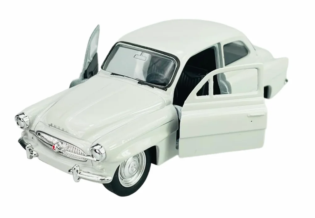 Welly model samochodu, kompatybilny z Skoda Octavia 1959, biały, ok. 1/34-1/39, metalowy odlew w skrzynce