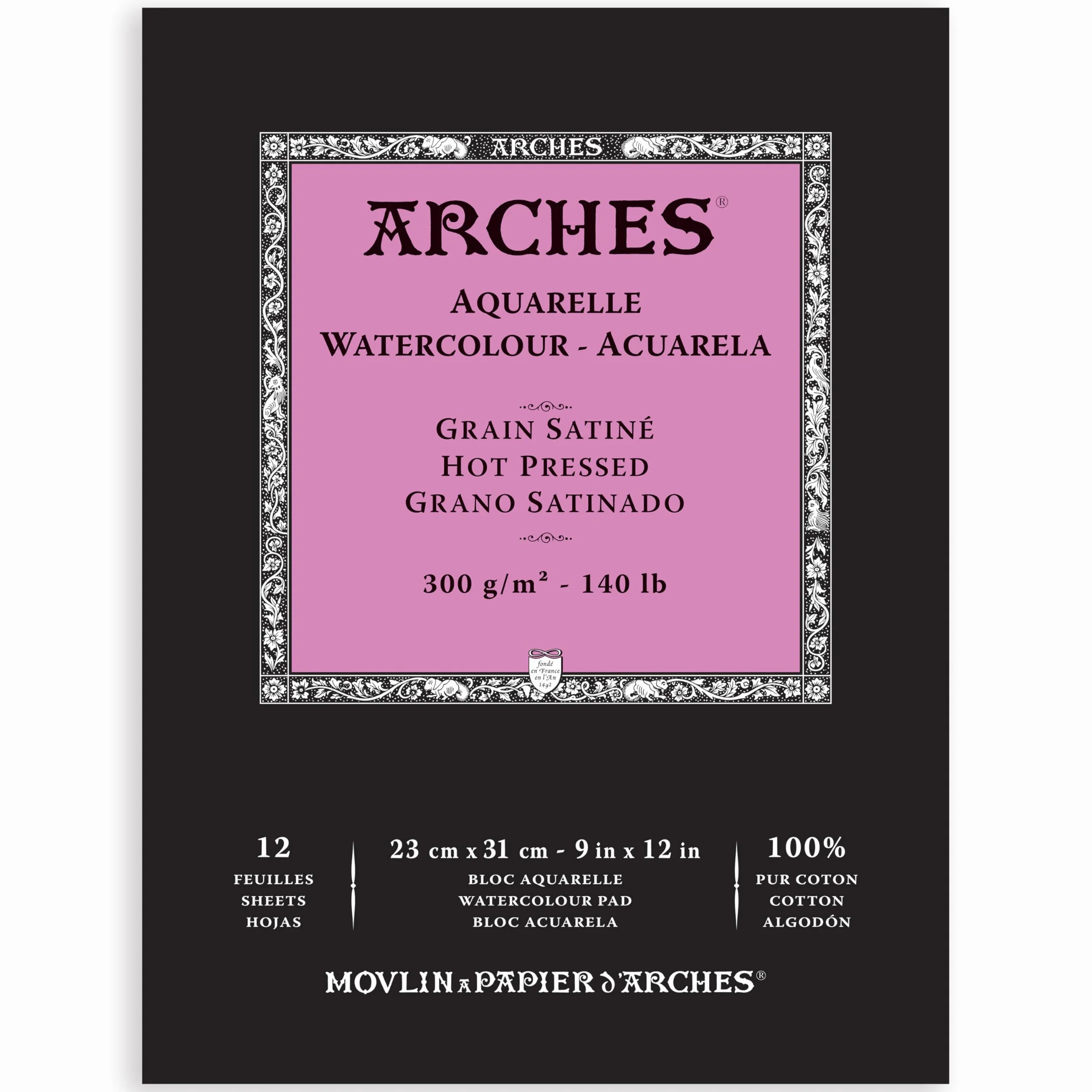 ARCHES A1795097 Block Enc 23 x 31 12H akwarela 100% satyna 300 g biały Nat