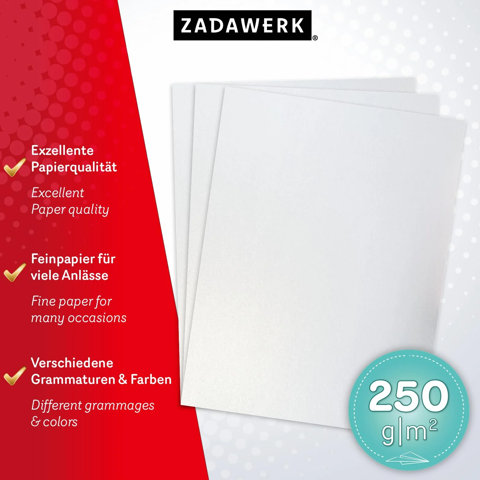 Karton z masy perłowej - 250 g/m² - A4 - biały - 50 arkuszy - perłowy, połyskujący gruby papier dekoracyjny do tworzenia i drukowania kartek - ślub - narodziny