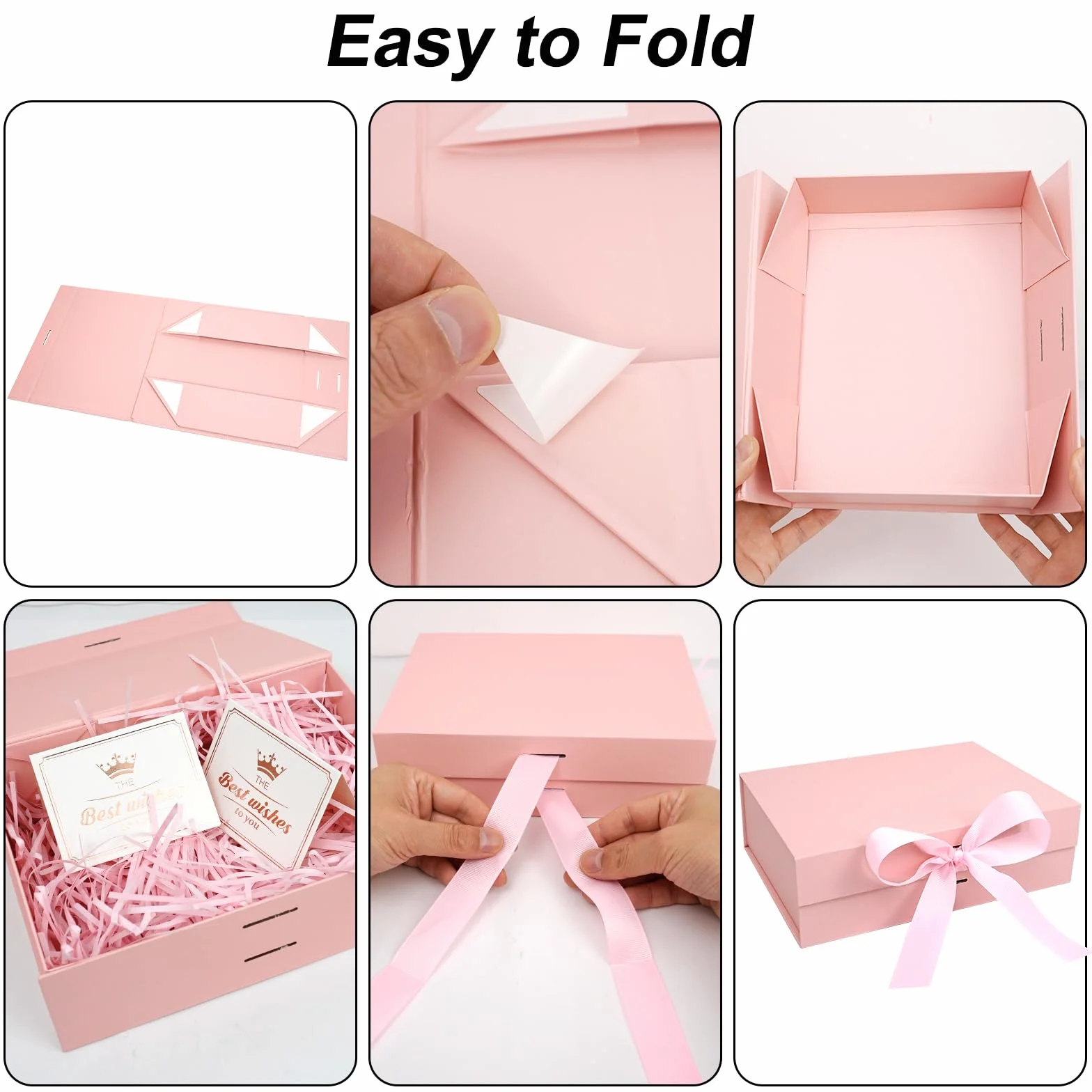 Realjoy Pudełko na prezenty z pokrywką, pudełko prezentowe 23 x 17 x 7 cm, pudełka na prezenty z kokardką, kartka z życzeniami i rafią, pudełko na prezenty urodzinowe, wesela, walentynki, Boże