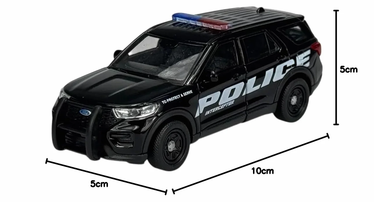 Welly model samochodu, kompatybilny z Ford Explorer Policja 2023, czarny, ok. 1/34-1/39, metalowy model samochodu, odlew w skrzynce