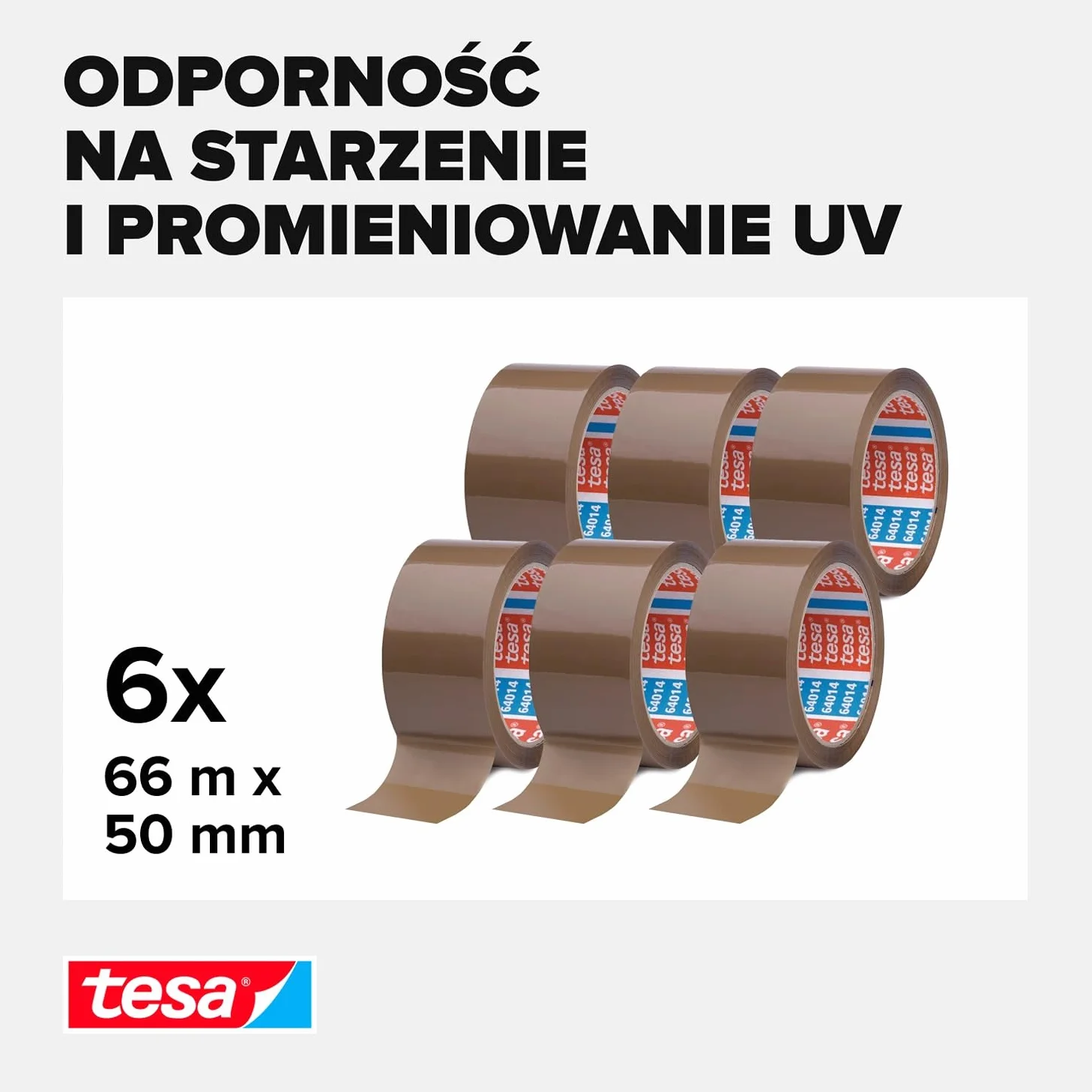 tesapack taśma do pakowania – zestaw samoprzylepnych taśm pakunkowych – 6 rolek – ciche rozwijanie – do zaklejania lekkich paczek – 66 m x 50 mm – brązowy