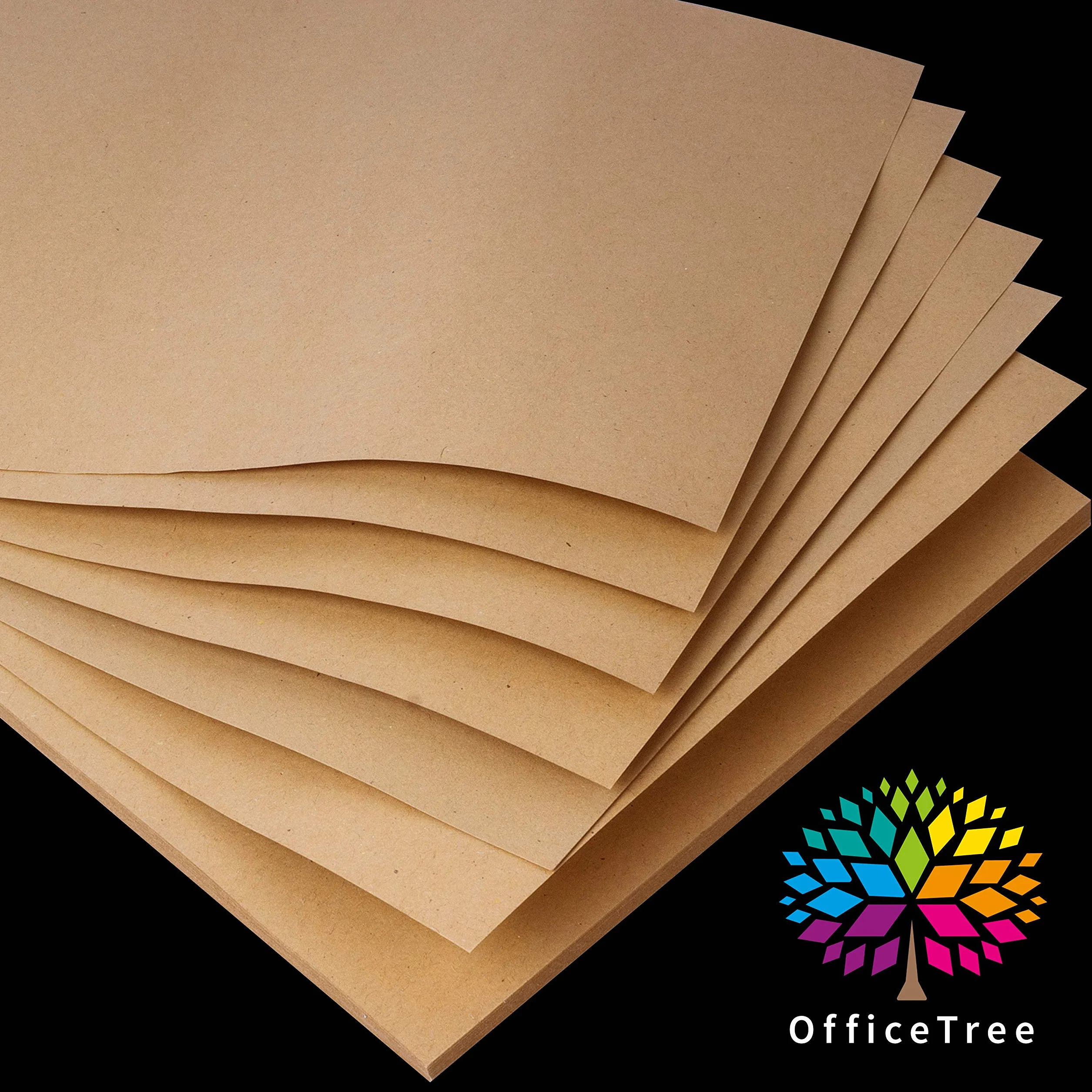 OfficeTree 50x Papier Kraft A4 300 g/m² - Brązowy - Grube, zadrukowywalne arkusze do drukarek atramentowych i laserowych, rękodzieła i scrapbookingu - Papier Rzemieślniczy A4 - Papier Kartonowy