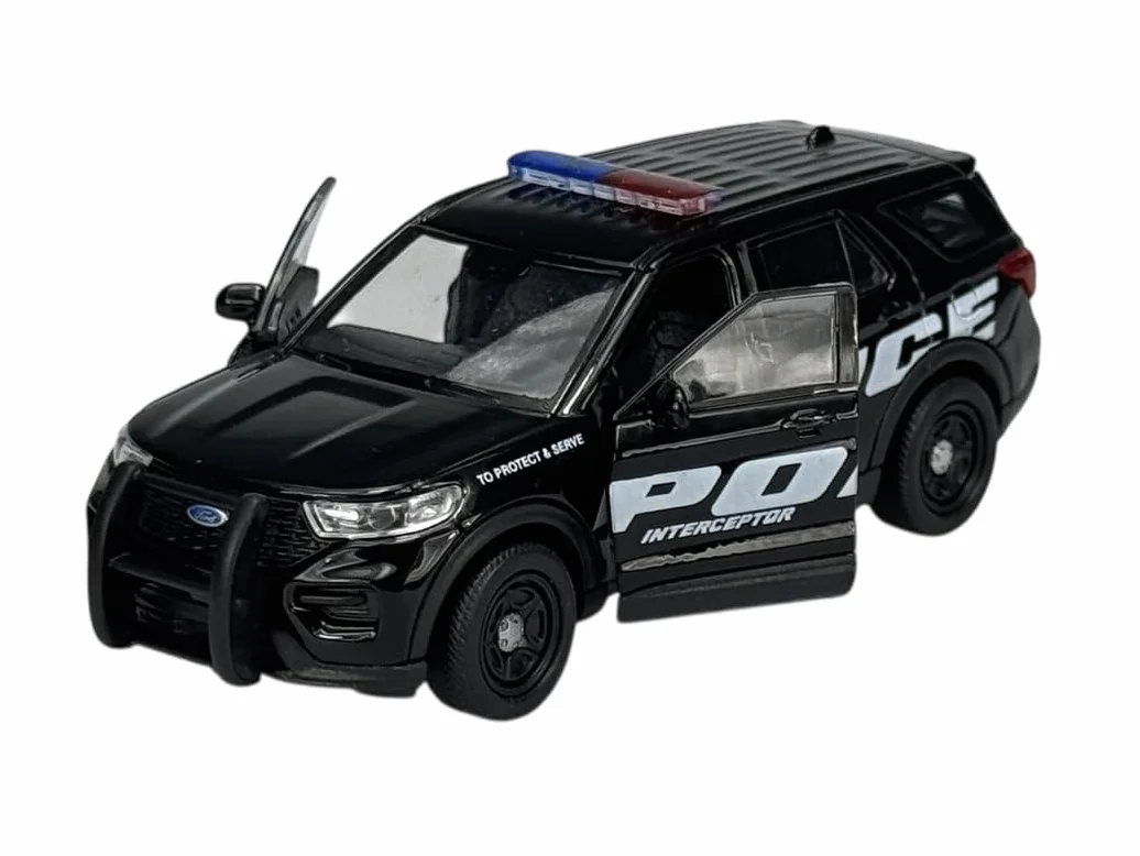 Welly model samochodu, kompatybilny z Ford Explorer Policja 2023, czarny, ok. 1/34-1/39, metalowy model samochodu, odlew w skrzynce