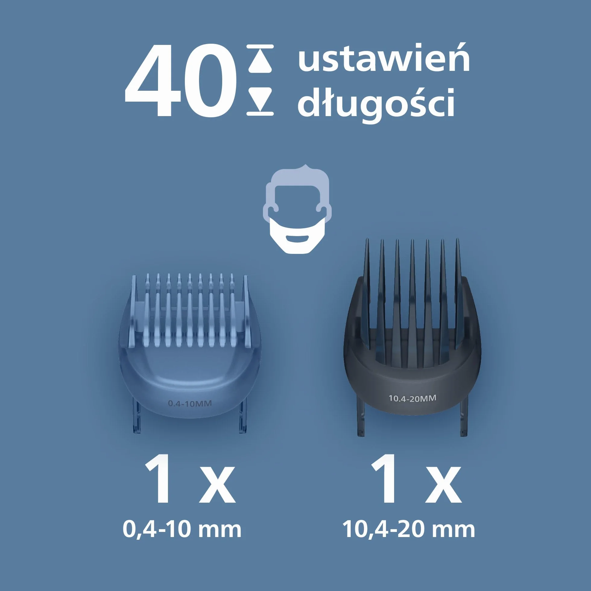 Trymer do brody Philips z serii 5000 – samoostrzące się metalowe ostrza, 40 ustawień długości, technologia BeardSense, zbiornik na włosy, 100% wodoodporności, etui podróżne, model BT5765/15