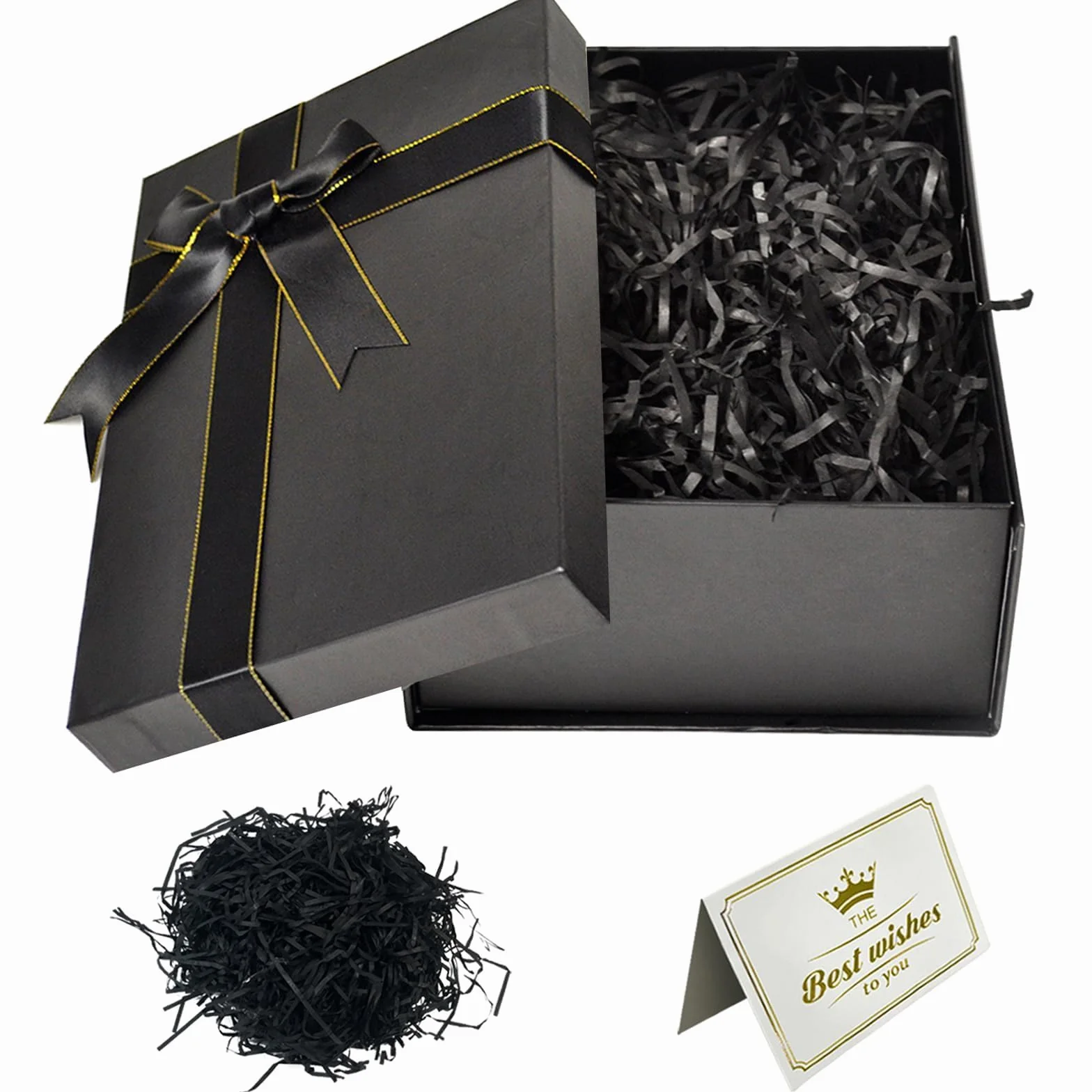 XWCHASA Pudełko prezentowe z pokrywką 29 x 21 x 10,5 cm, pudełko prezentowe na urodziny, prezent urodzinowy, kartki z życzeniami, Raffia Hamper Shreds na wesele, urodziny, Boże Narodzenie