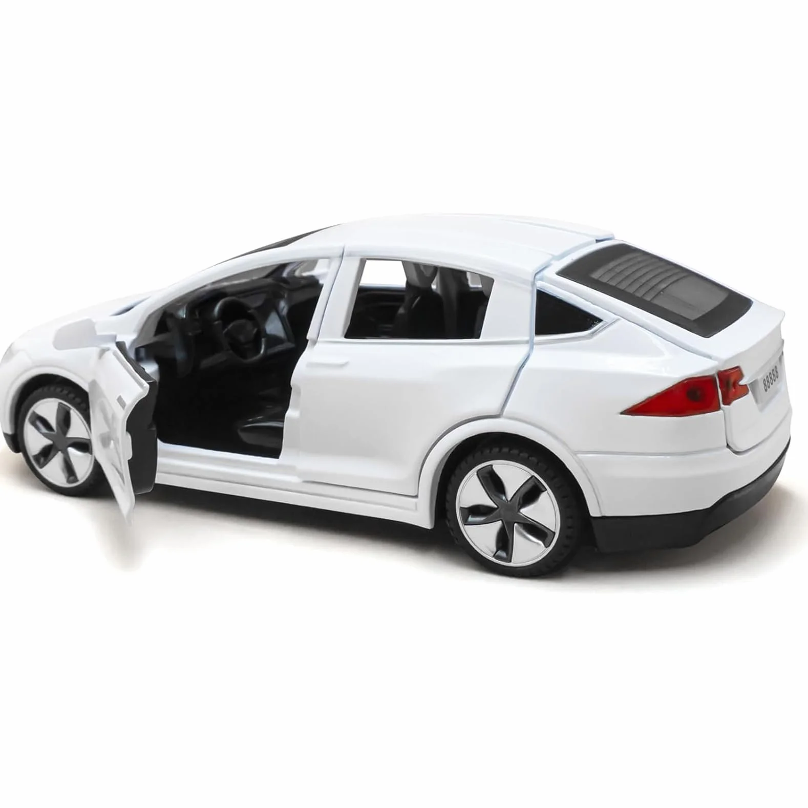 Model samochodu Tesla Model X w skali 1:32, elektroniczna zabawka ze stopu odlewanego ciśnieniowo z funkcją cofania, ze światłami i muzyką, mini pojazd zabawka jako prezent dla dzieci (biały)
