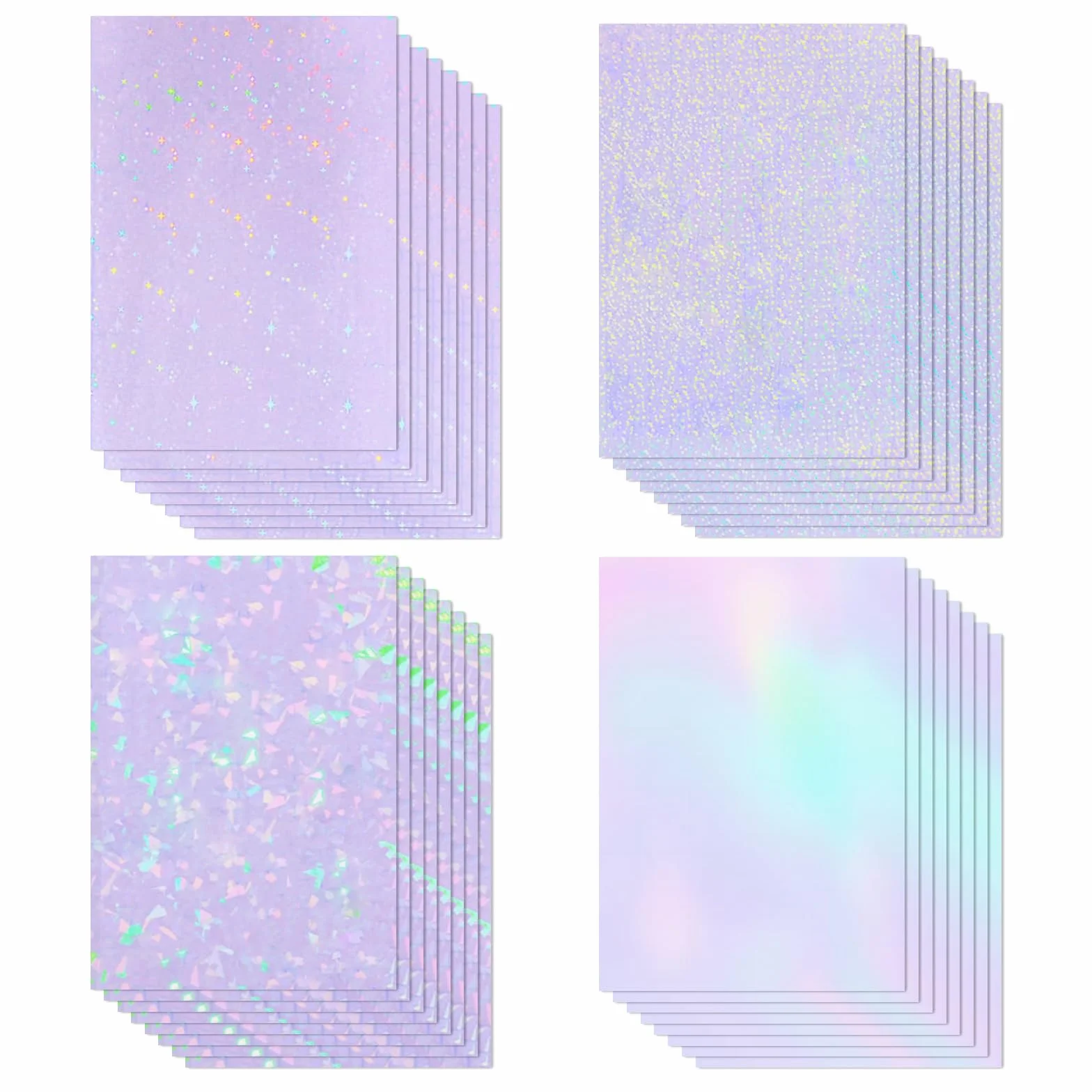 32 arkusze folii samoprzylepnej, przezroczyste, 210 x 297 mm, folia holograficzna i folia hologramowa, opalizująca folia samoprzylepna do majsterkowania, okien, A4, wodoszczelna, samoprzylepna (4