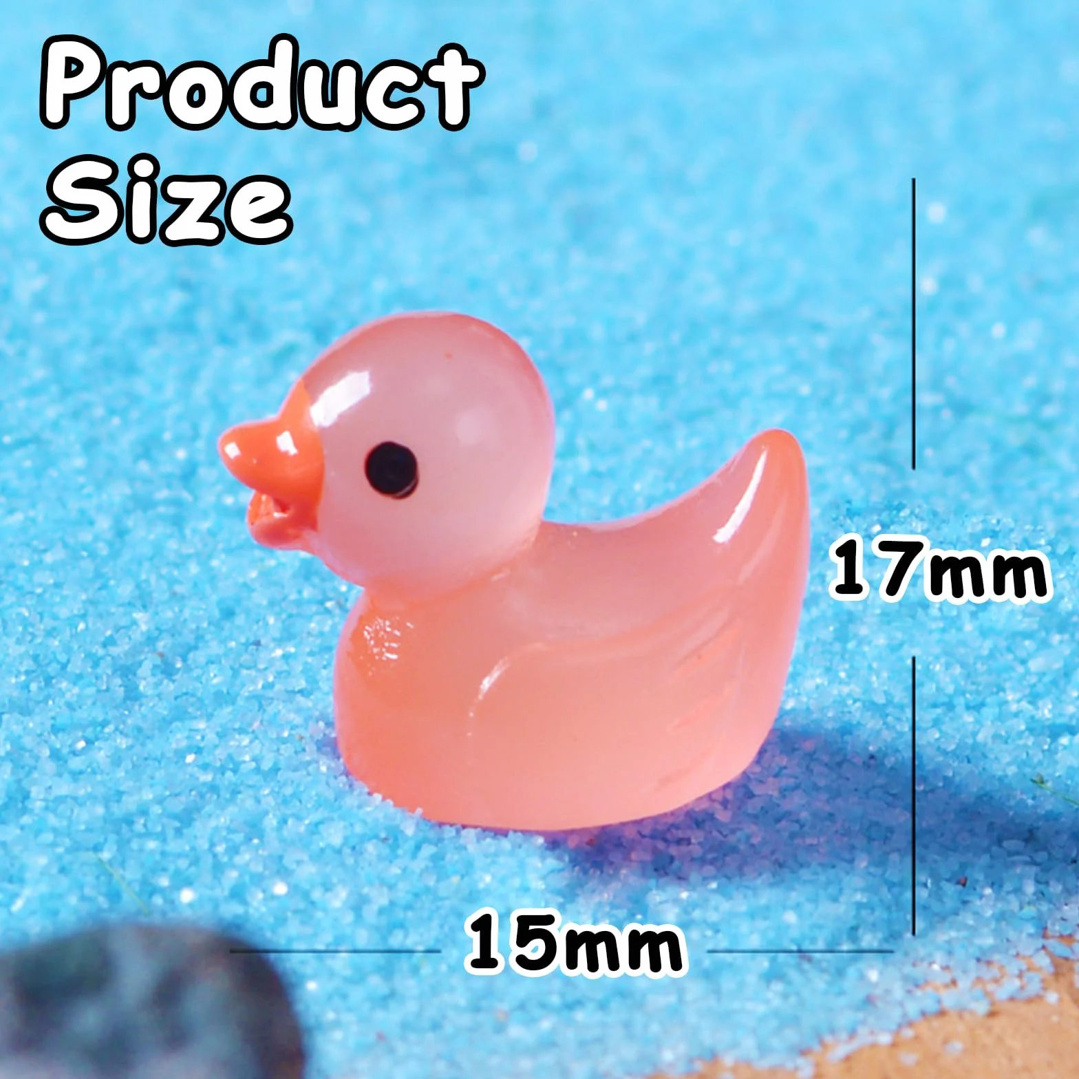 120 szt. mini świecących kaczek z żywicy, ok. 15 kolorów, miniaturowe kaczki, małe figurki z tworzywa sztucznego, mini zwierzęta z żywicy, świecą w ciemności, do mikroogrodu, domu, krajobrazu