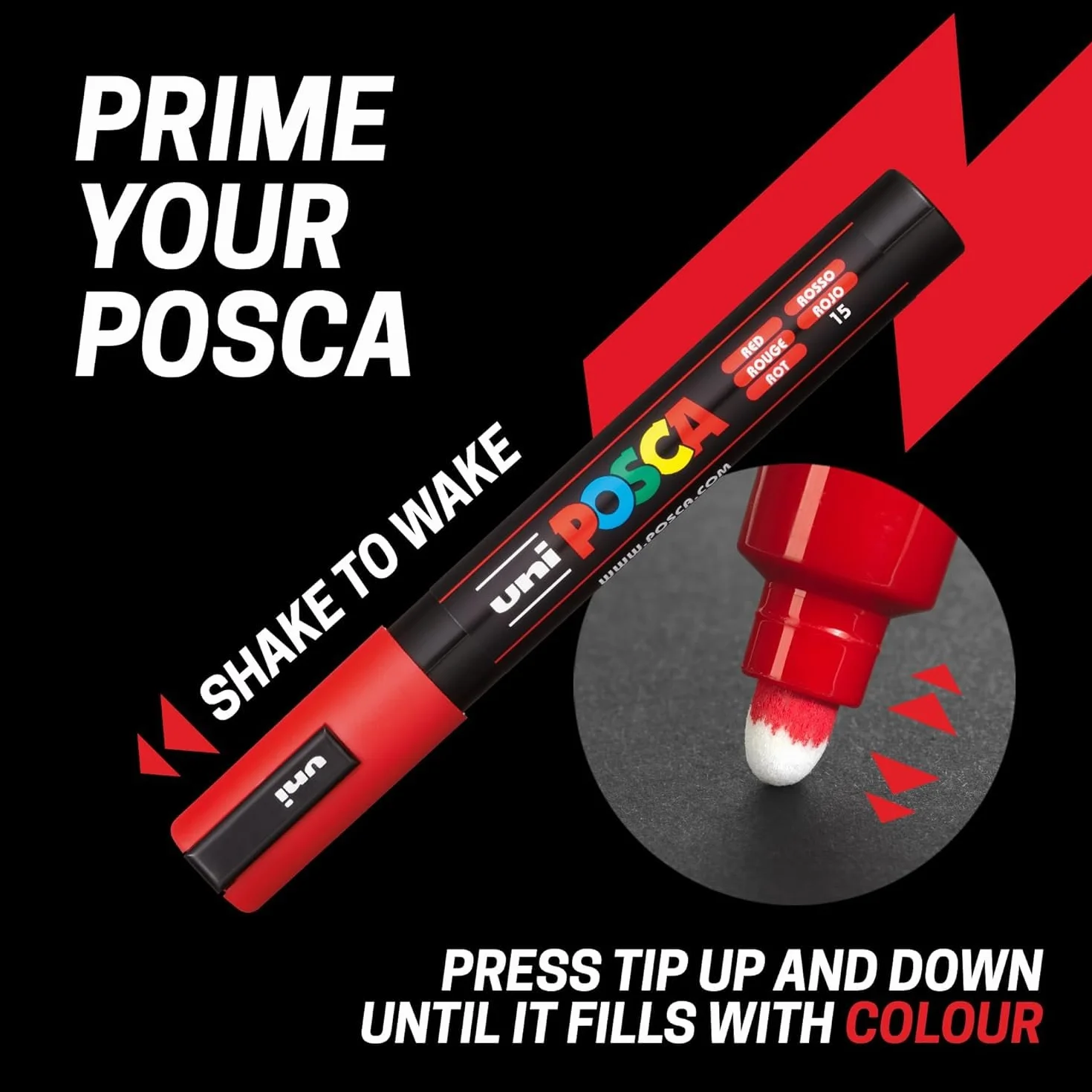 Posca PC-3M marker permanentny na bazie wody, profesjonalny zestaw 12 długopisów, bardzo czarny + biały