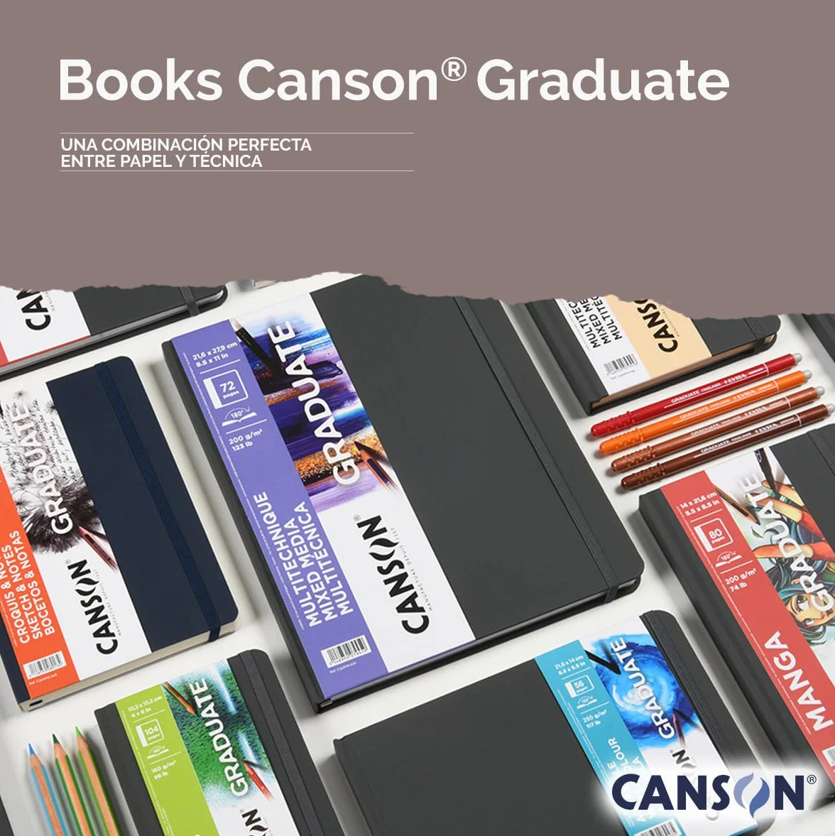 CANSON Graduate Book, szkicownik, dwustronny: tłoczony na zimno i drobnoziarnisty, 250 gsm, Sketchbook w twardej oprawie, 21,6 x 27,9 cm, biały, 56 arkuszy