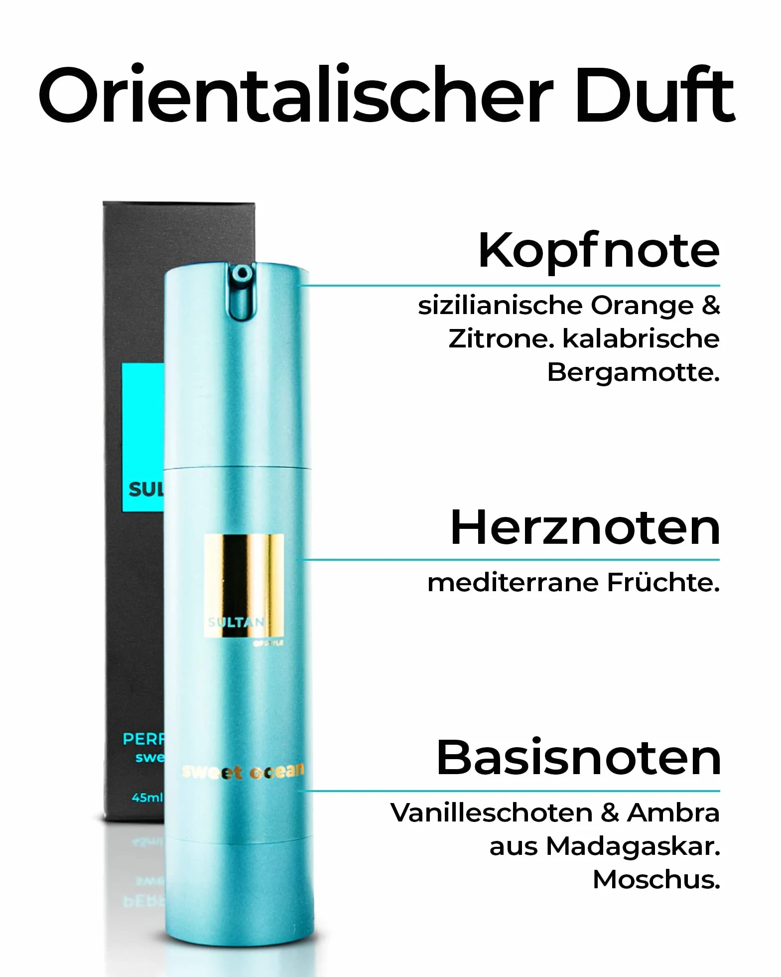 Sultan of Style Sweet Ocean Olejek Perfumowy dla Mężczyzn | Świeży i Słodki Zapach | 100% Bez Alkoholu | Pielęgnujące Olejki Eteeryczne | Prezenty dla Mężczyzn