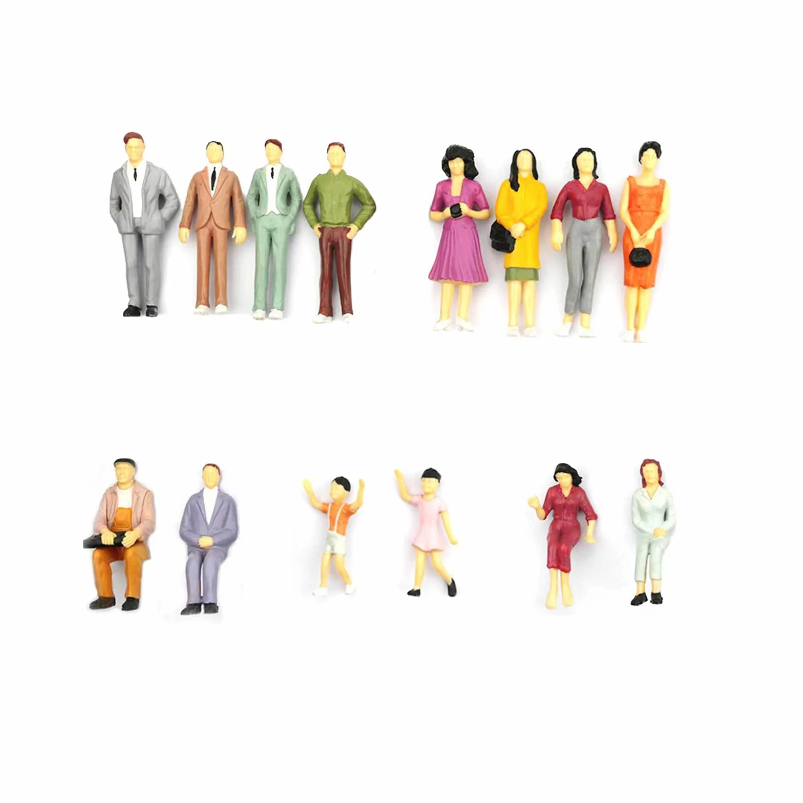 100 sztuk mini figurek, figurki H0, modelarstwo, ręcznie malowana figurka Tiny Passengers, figurka z piasku, model ludzi, na miniaturowe sceny, trening, kolejkę, stół piaskowy, skala