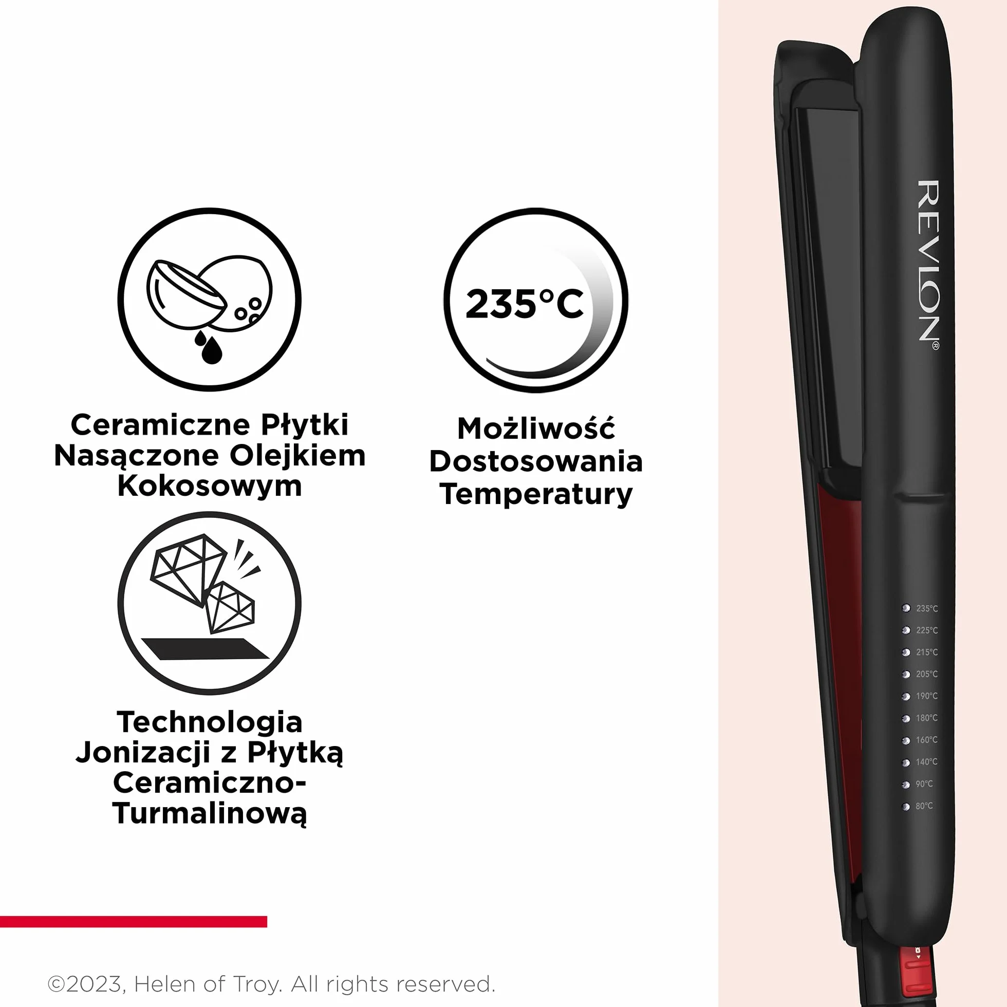 Revlon Smoothstay Coconut Oil-Infused Hair Straightener (25mm Triple-Coated Ceramic Plates, Floating Plates with Rounded Edges, Customizable Temperature up to 235°C, Travel Pouch Included) RVST2211P